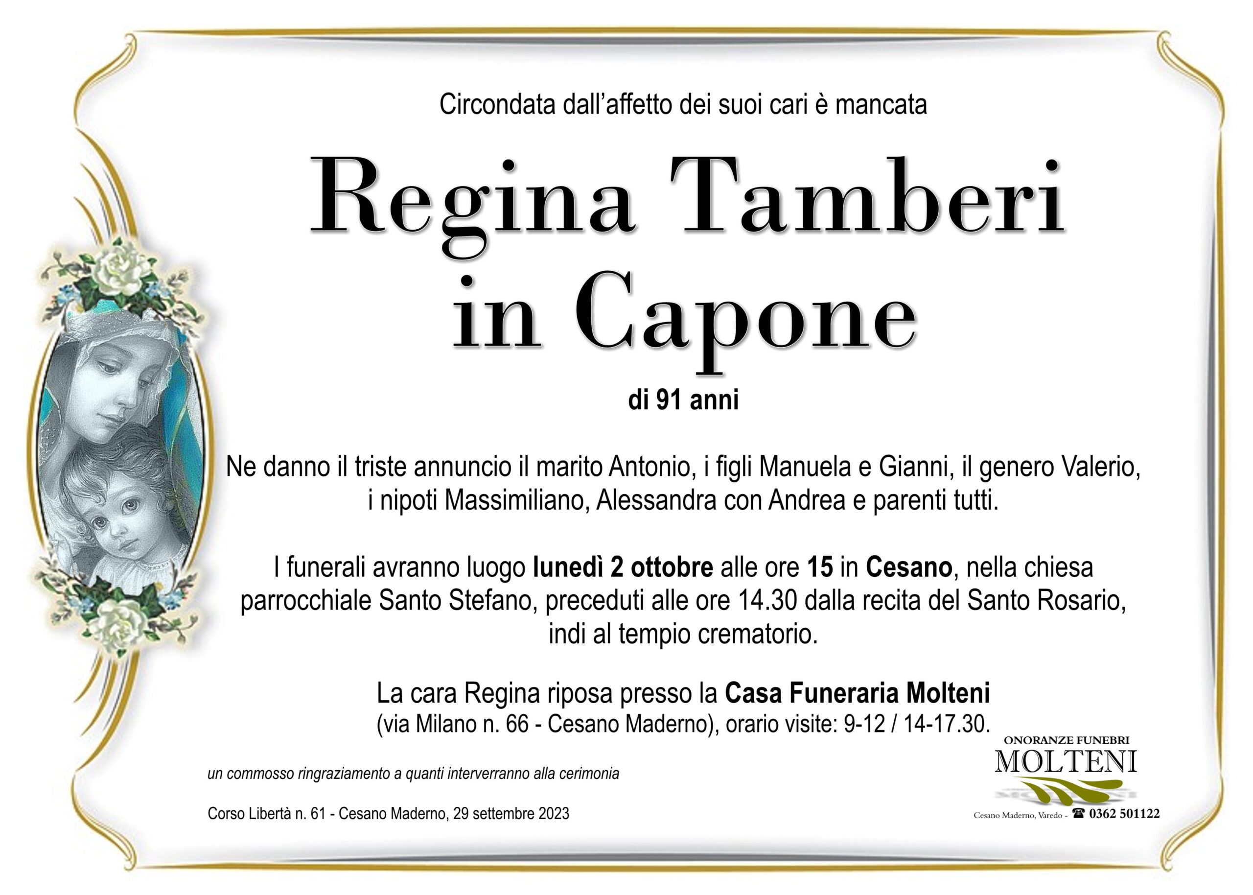 Regina Tamberi<br>in Capone<p>Classe 1932</p>