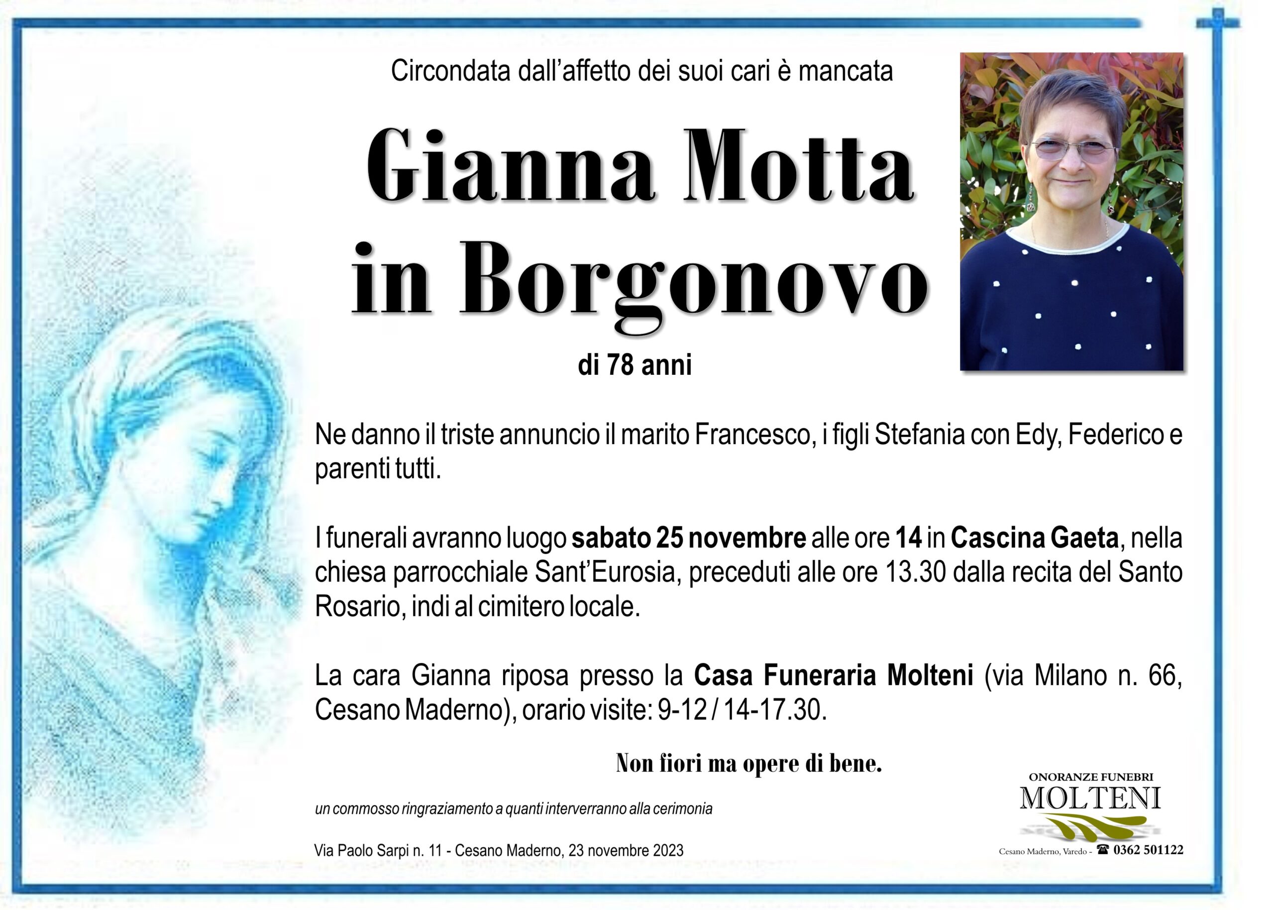 Gianna Motta<br>in Borgonovo<p>Classe 1945</p>