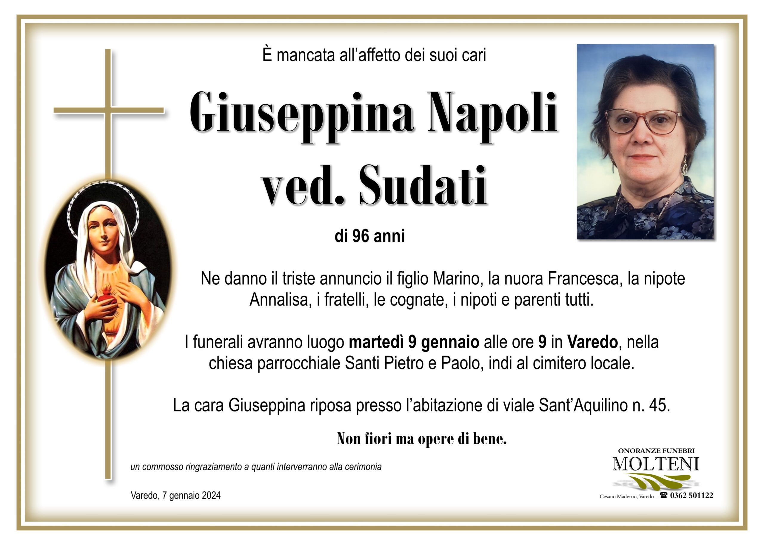 Giuseppina Napoli<br>ved. Sudati<p>Classe 1927</p>