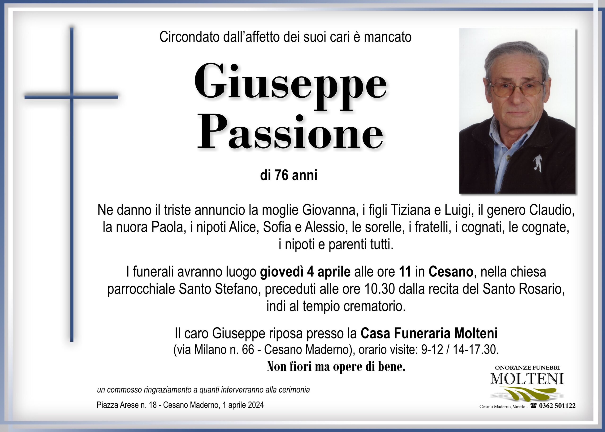 Giuseppe Passione<p>Classe 1948<p>