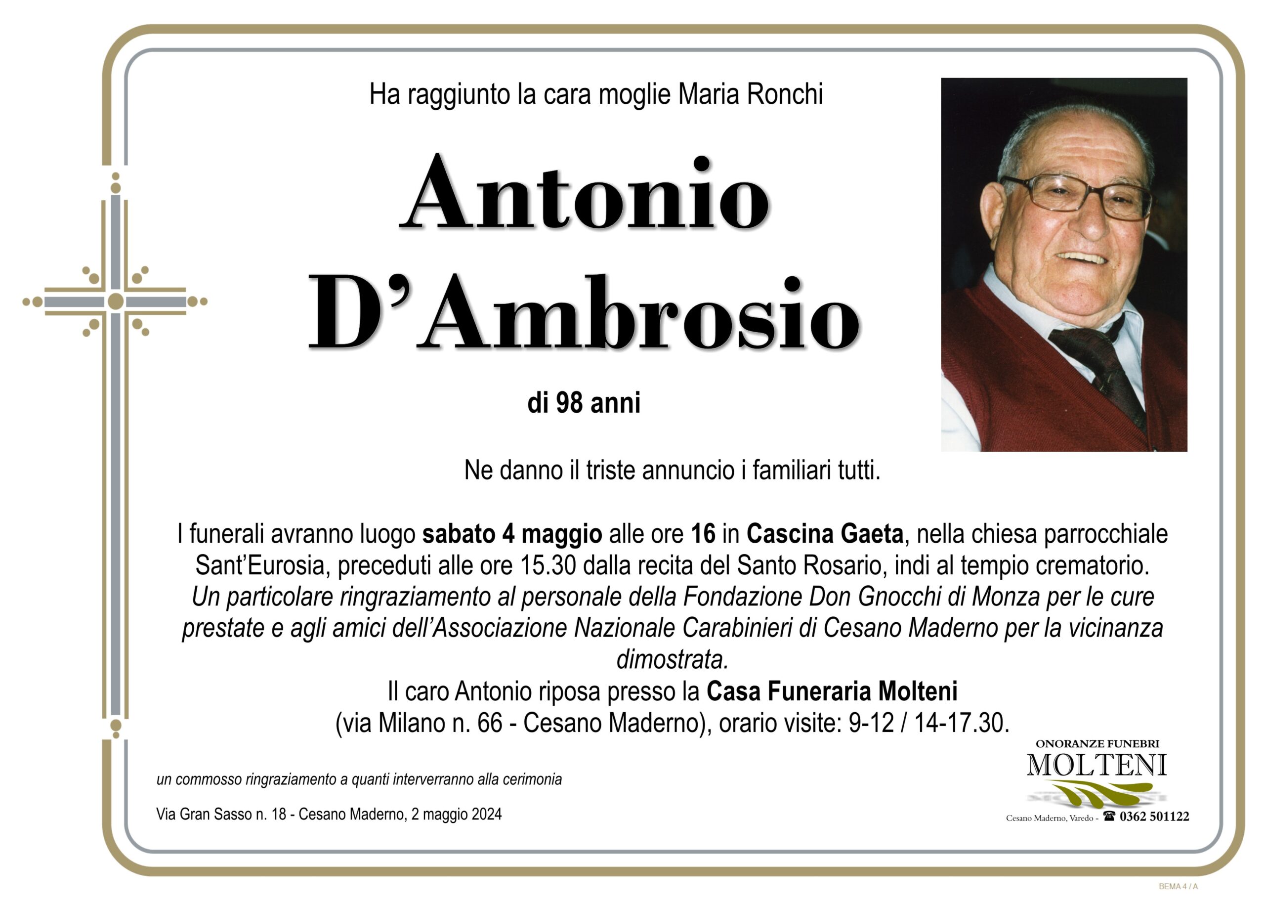 Antonio D'Ambrosio<p>Classe 1925