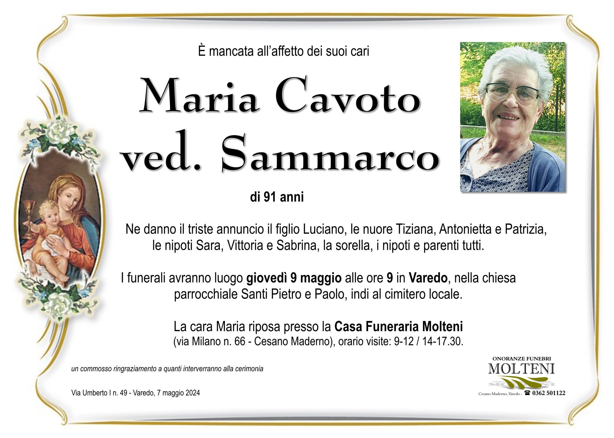 Maria Cavoto<br>ved. Sammarco<p>Classe 1933</p>