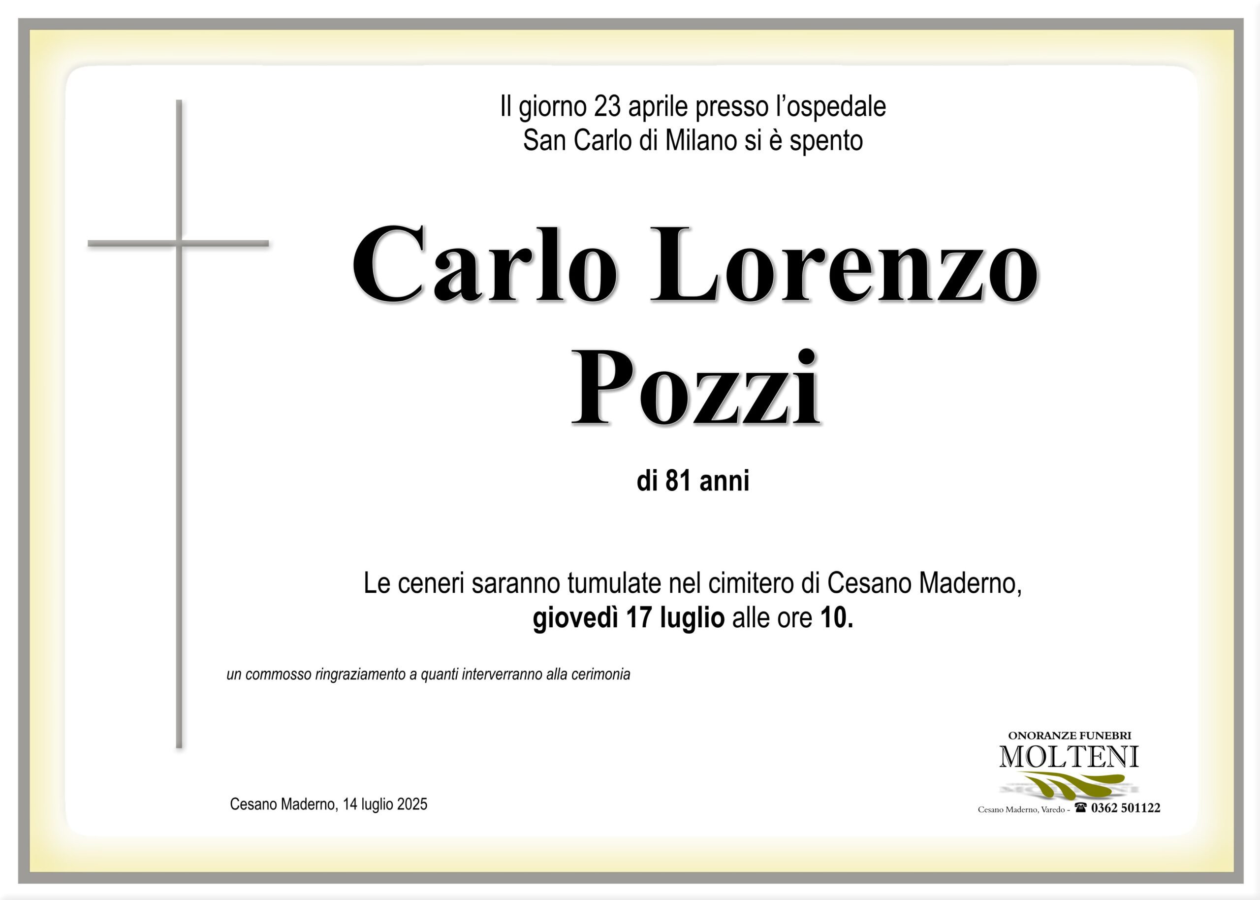 Carlo Lorenzo Pozzi<p>Classe 1944<p>
