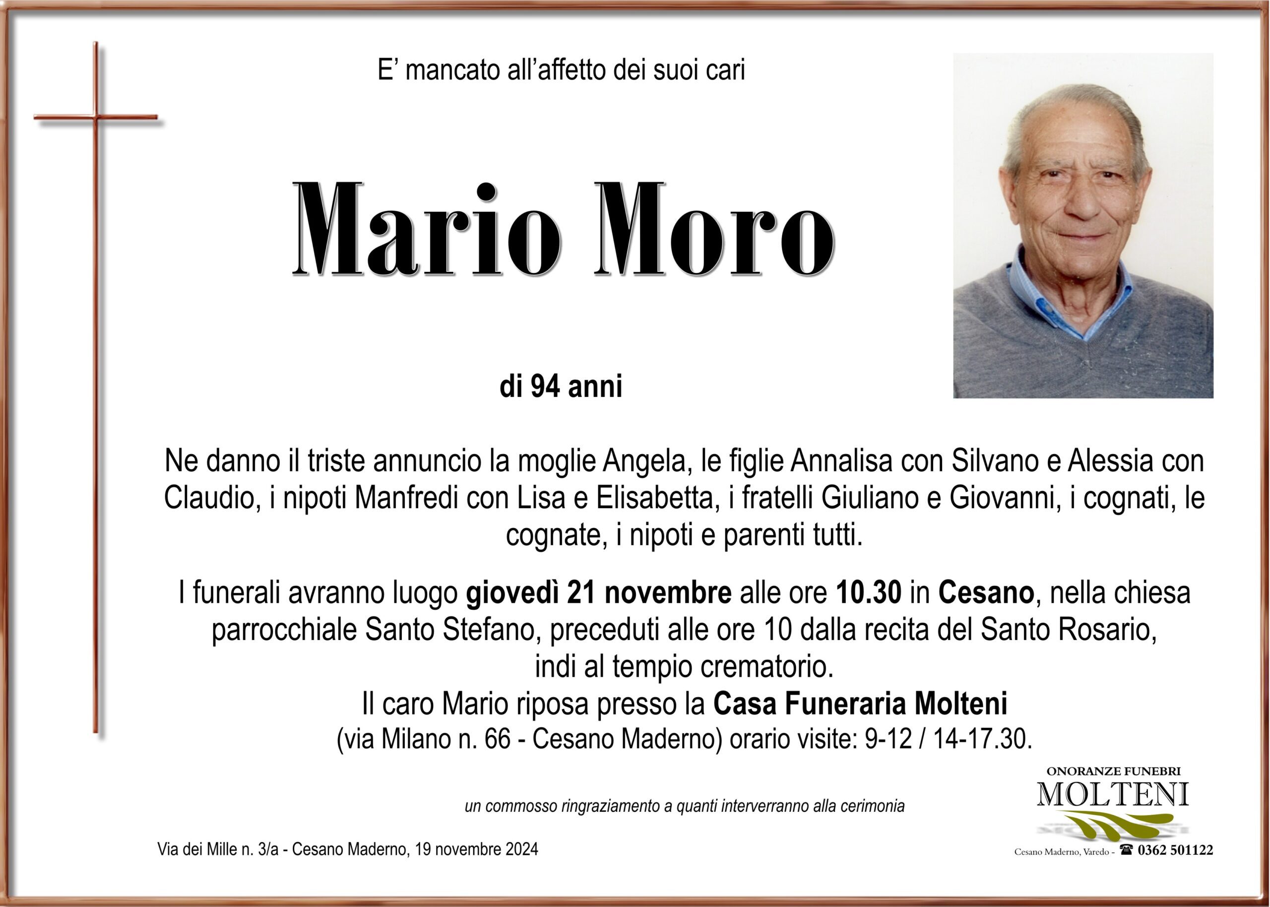 Mario Moro<p>Classe 1930<p>