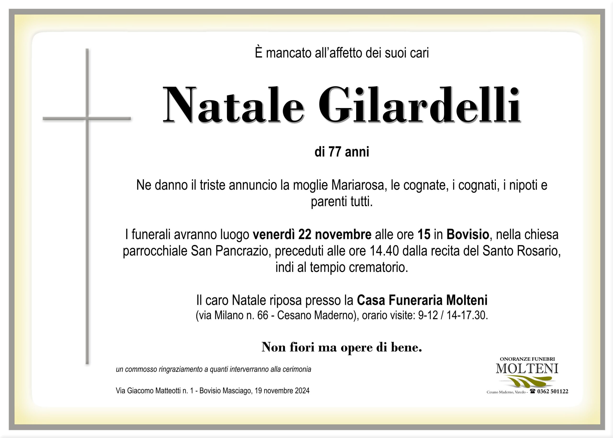 Natale Gilardelli<p>Classe 1947<p>