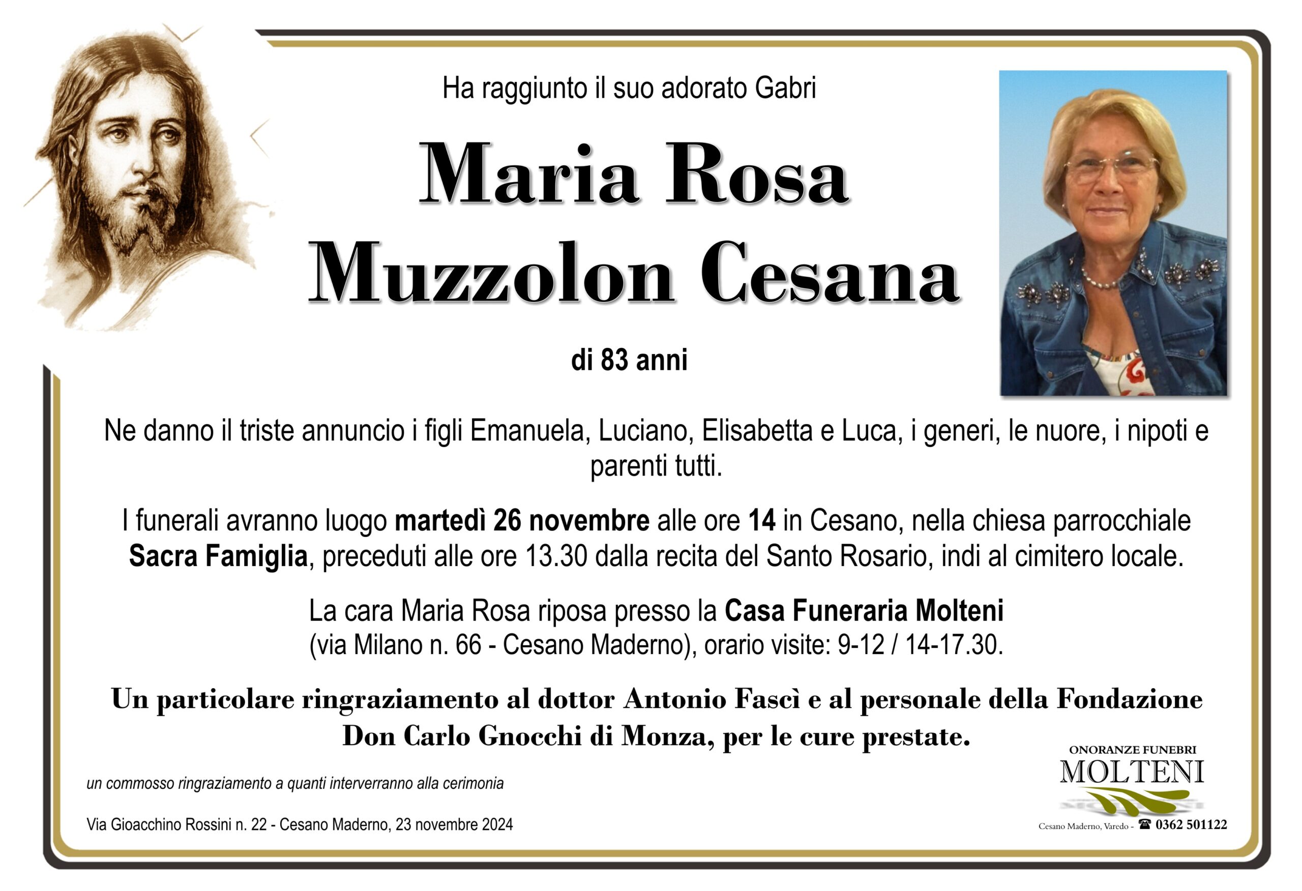 Maria Rosa<br>Muzzolon Cesana<p>Classe 1941<p>