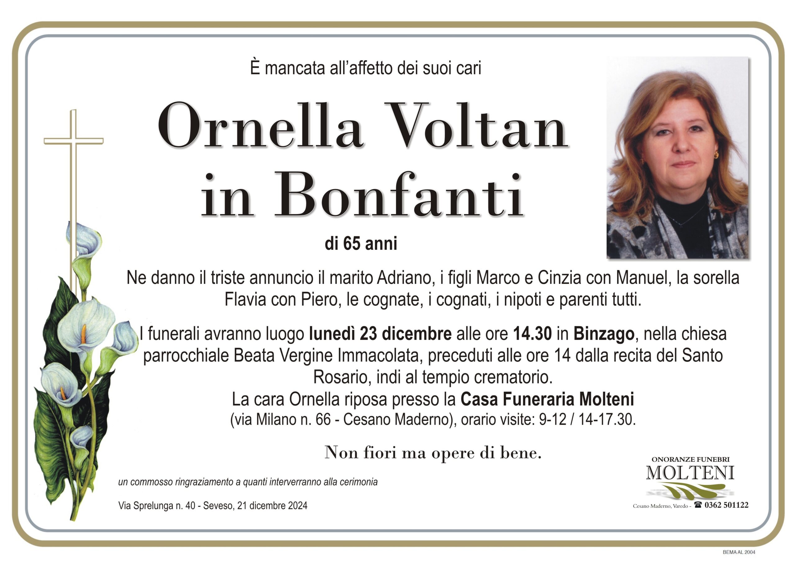 Ornella Voltan<br>in Bonfanti<p>Classe 1959<p>