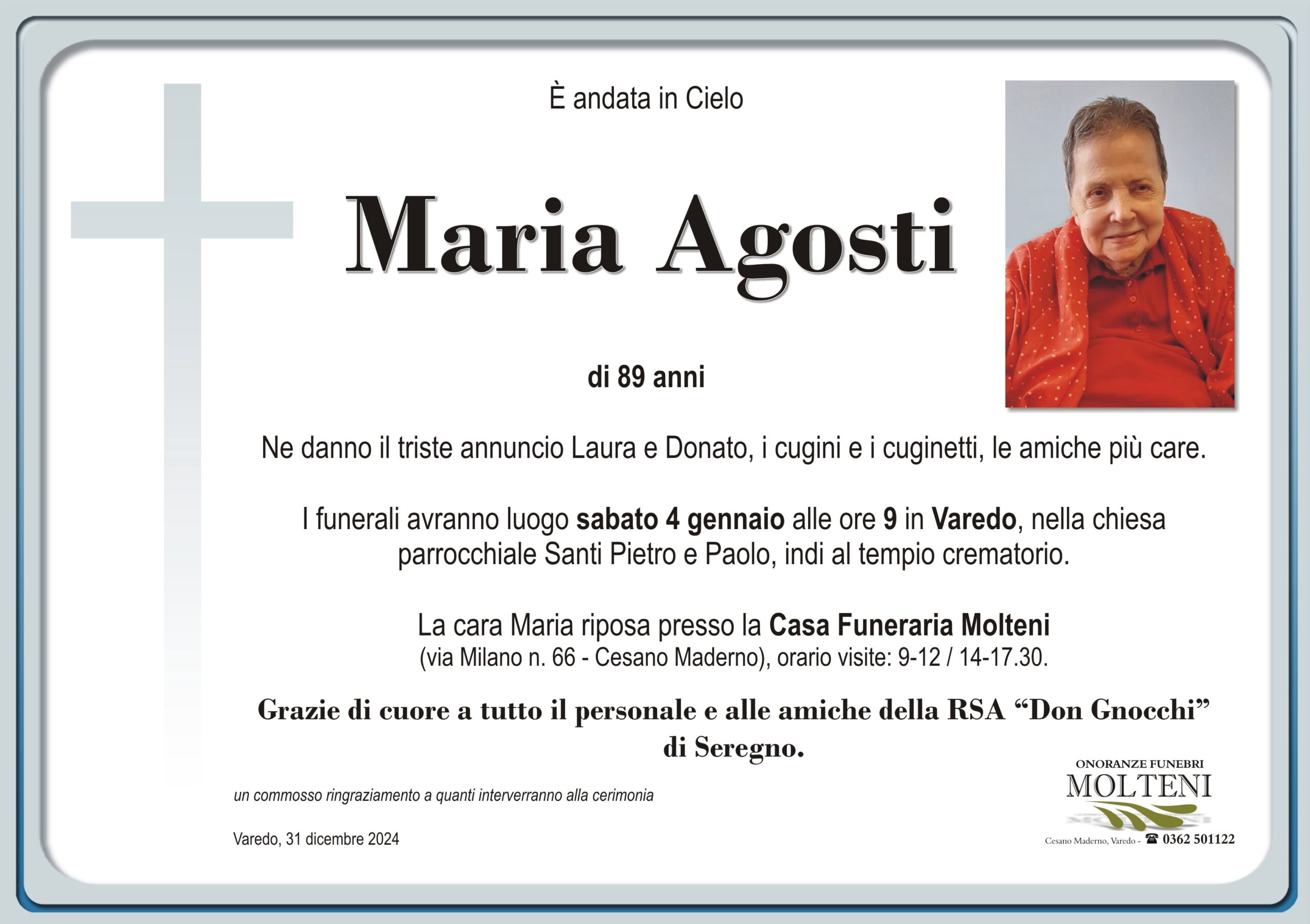 Maria Agosti<p>Classe 1935<p>