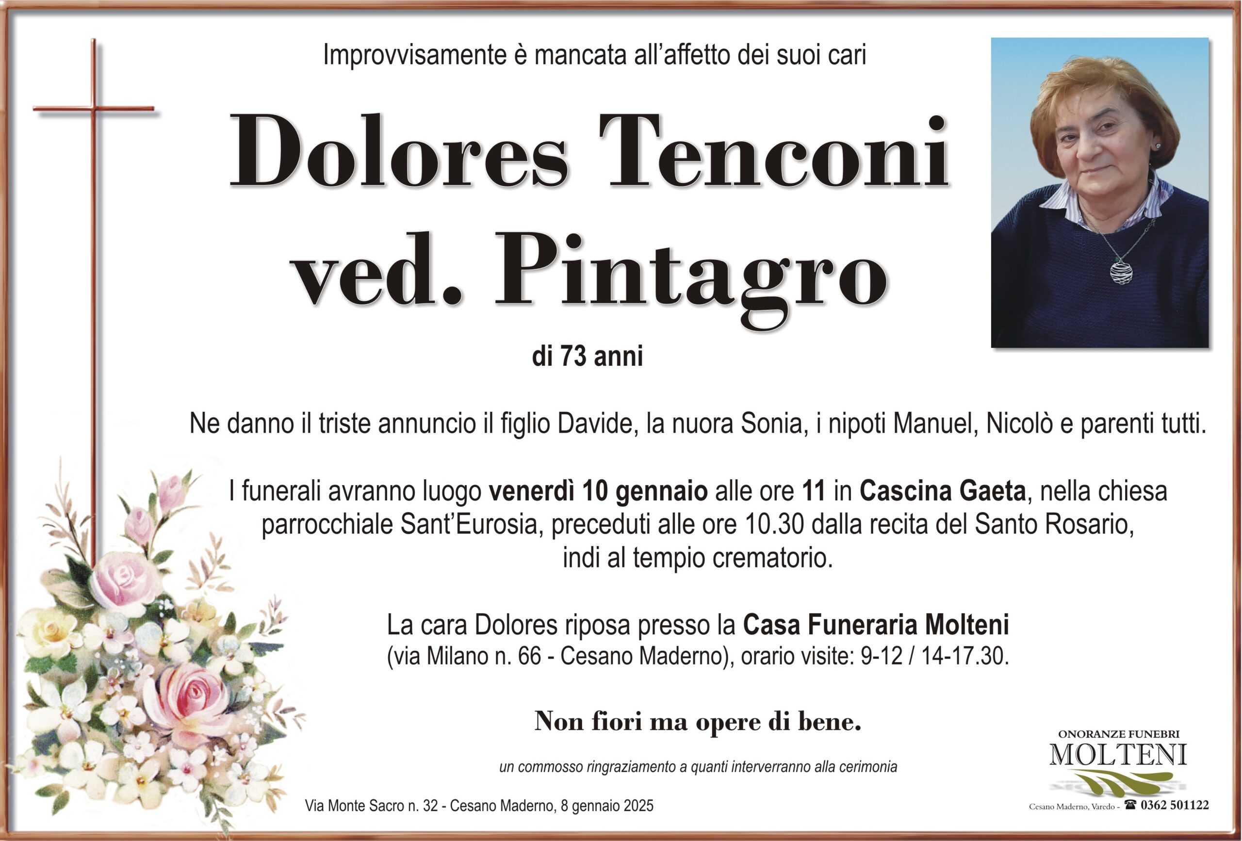Dolores Tenconi<br>ved. Pintagro<p>Classe 1951<p>