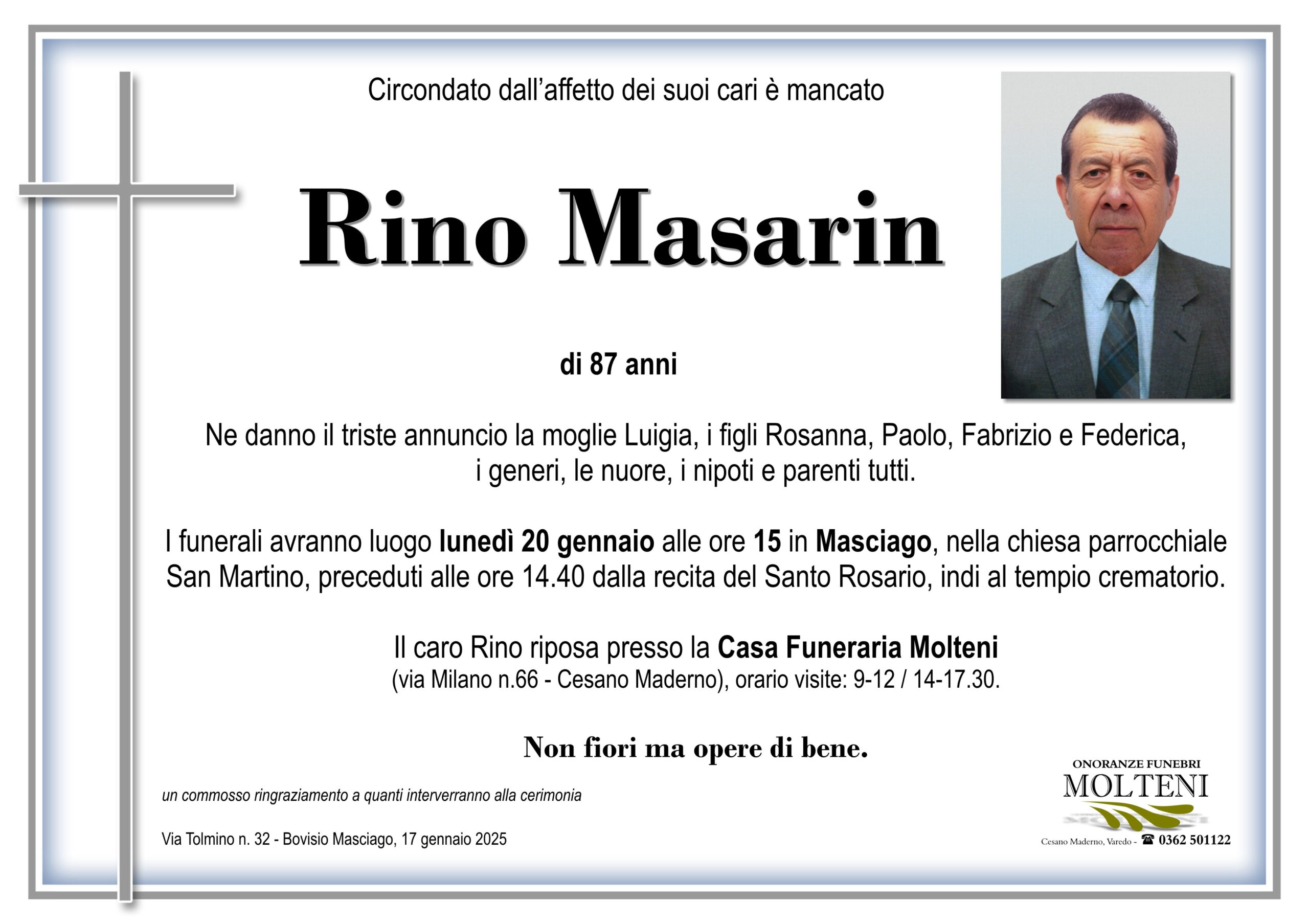 Rino Masarin<p>Classe 1937<p>