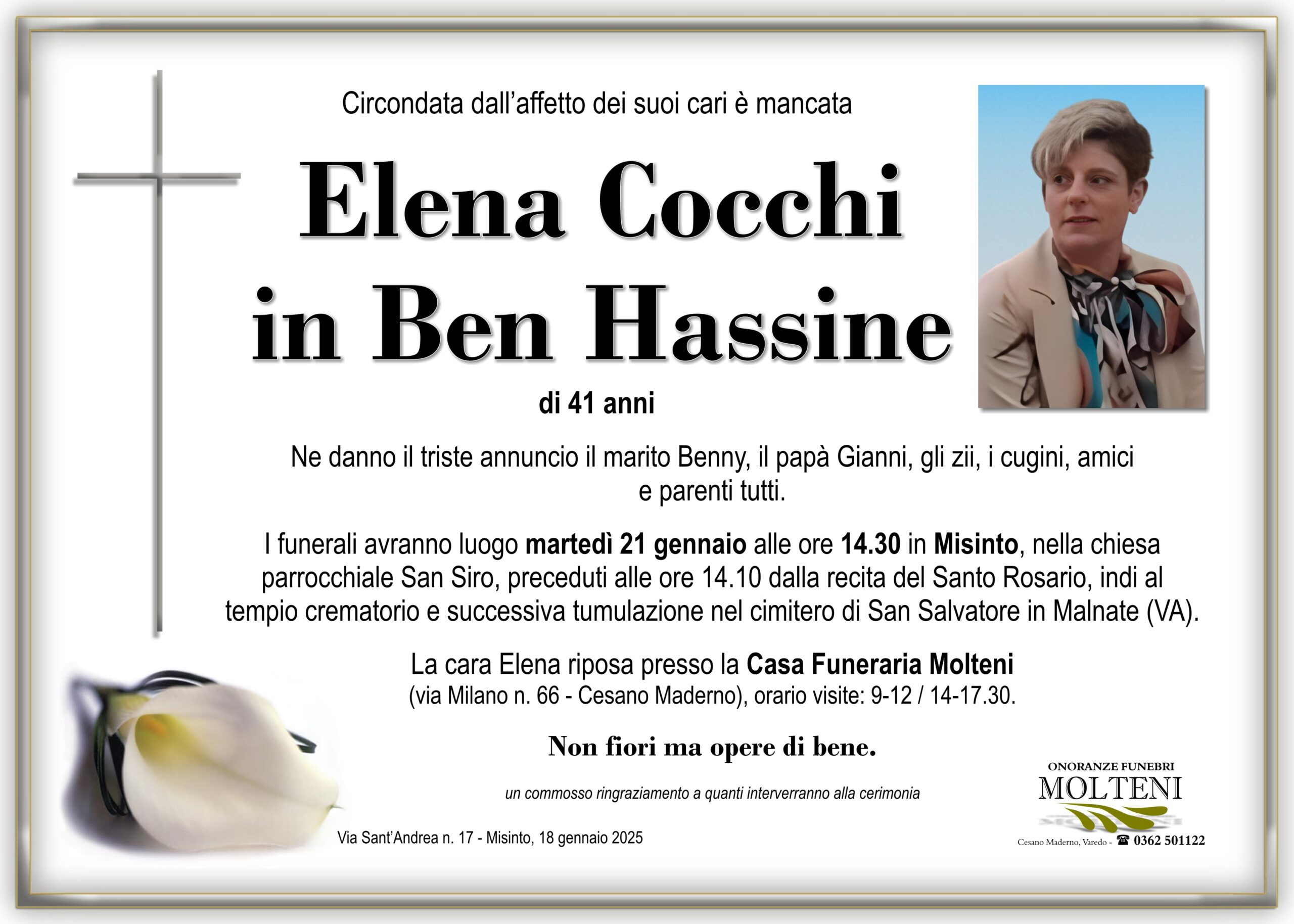 Elena Cocchi<br>in Ben Hassine<p>Classe 1983<p>
