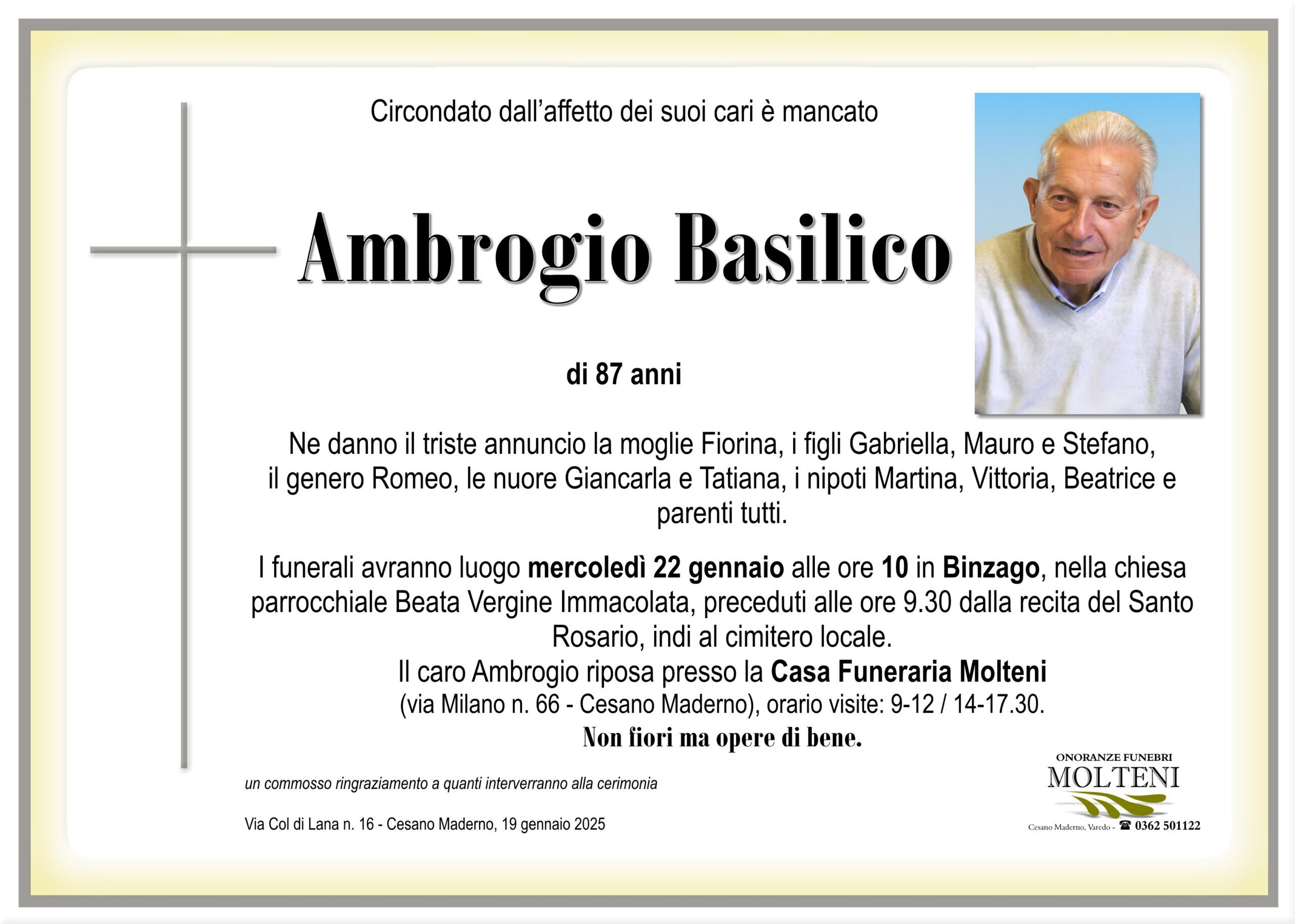 Ambrogio Basilico<p>Classe 1937<p>