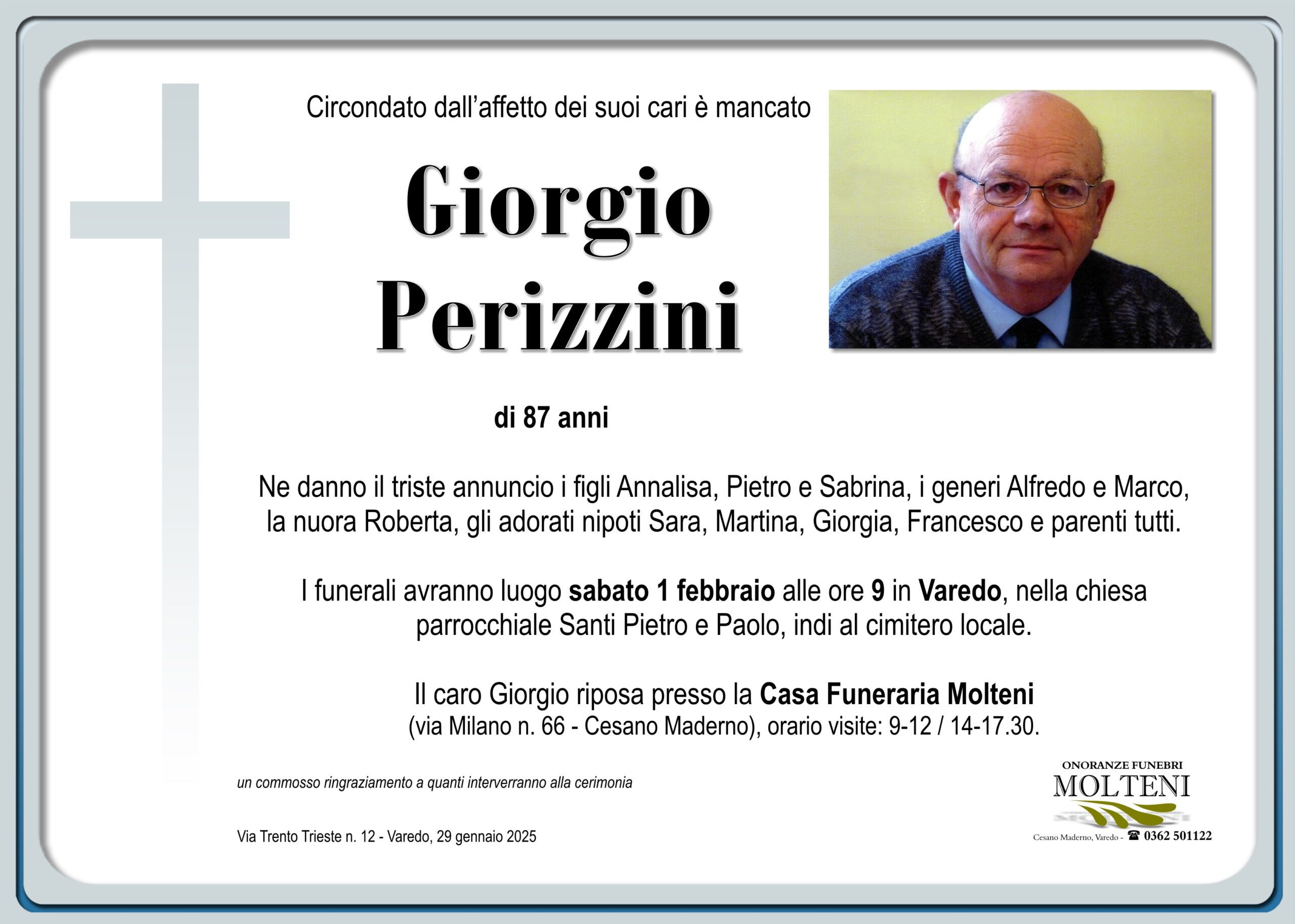 Giorgio Perizzini<p>Classe 1937<p>