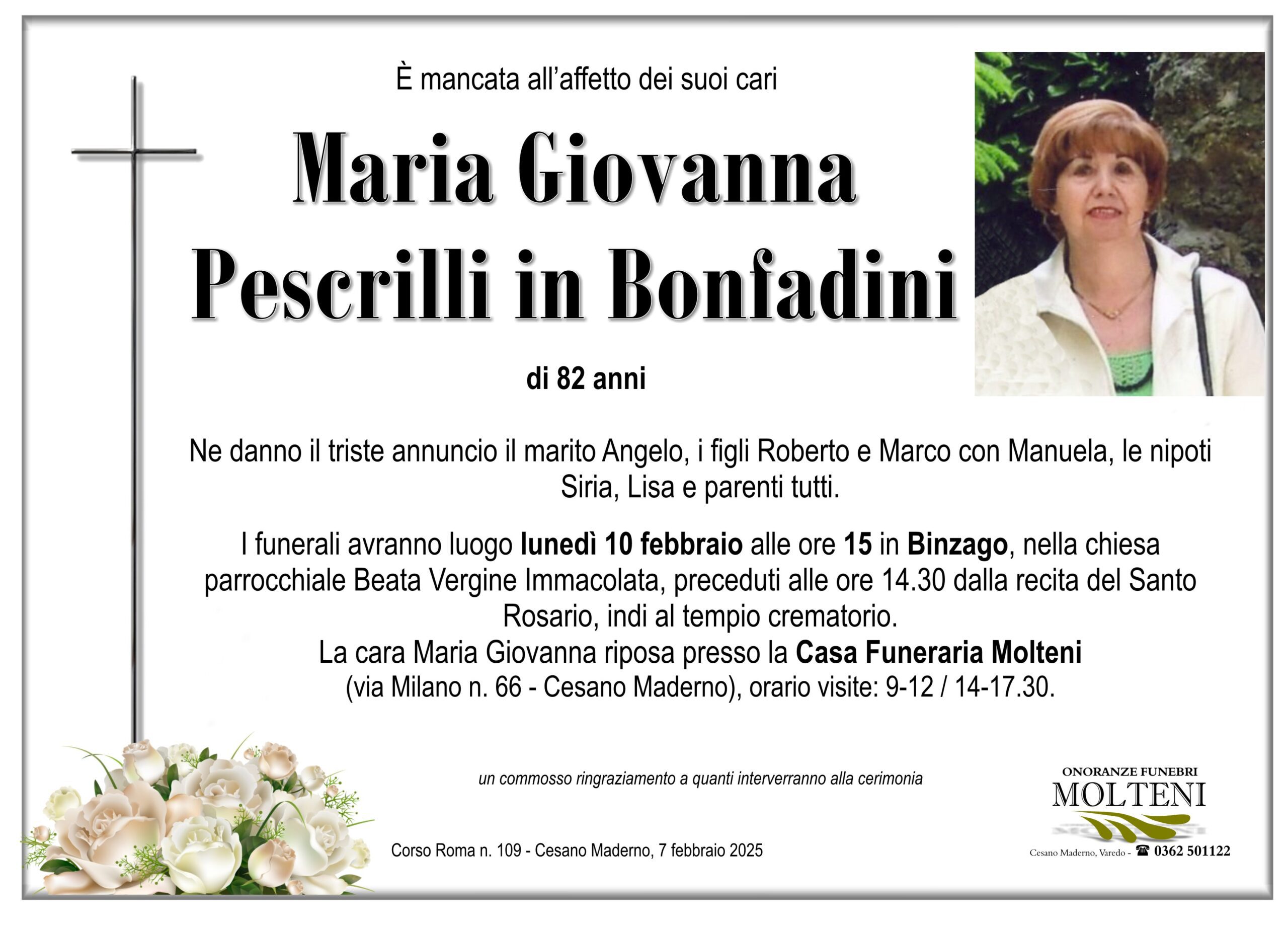 Maria Giovanna Pescrilli<br>in Bonfadini<p>Classe 1942