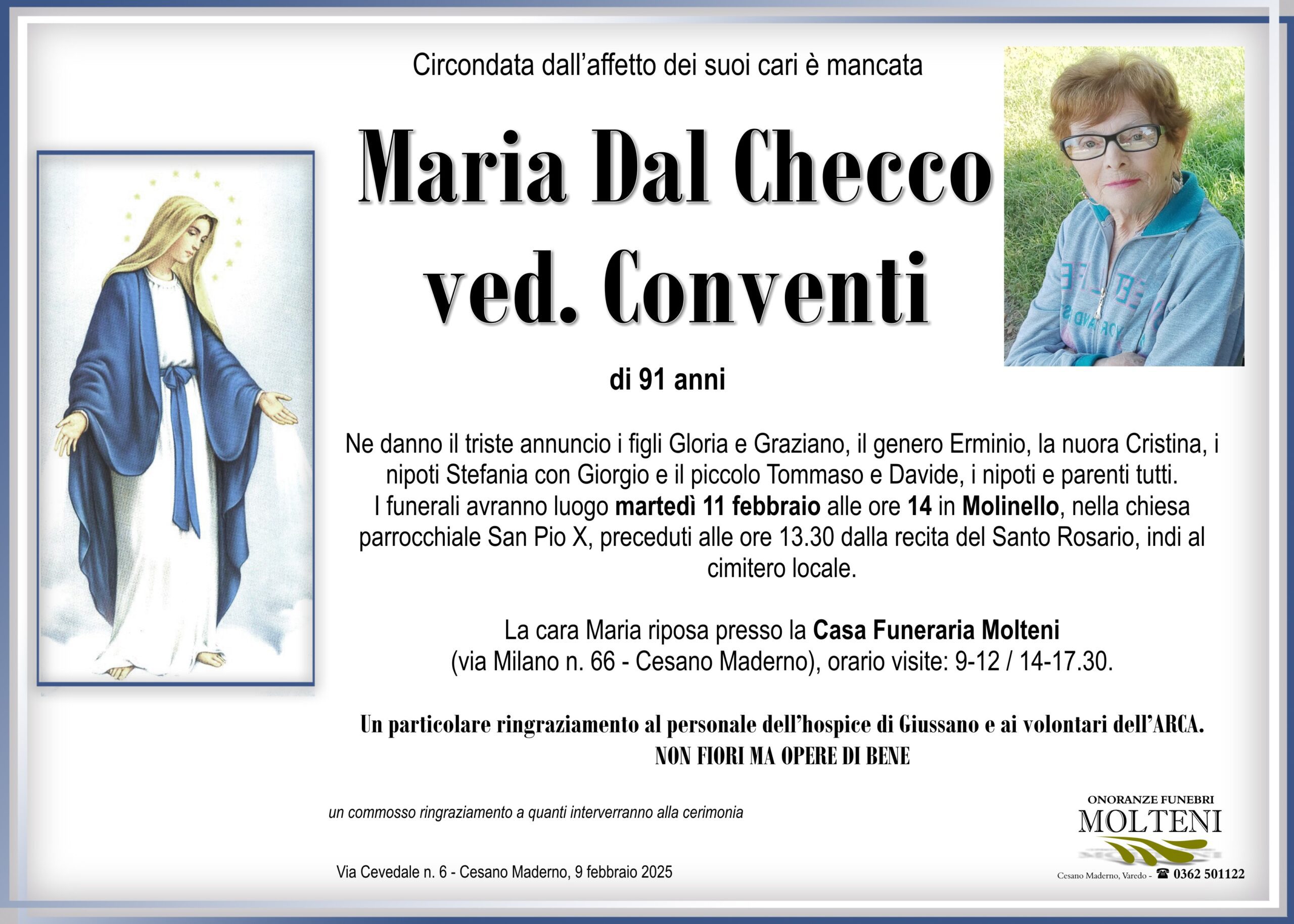 Maria Dal Checco<br>ved. Conventi<p>Classe 1933