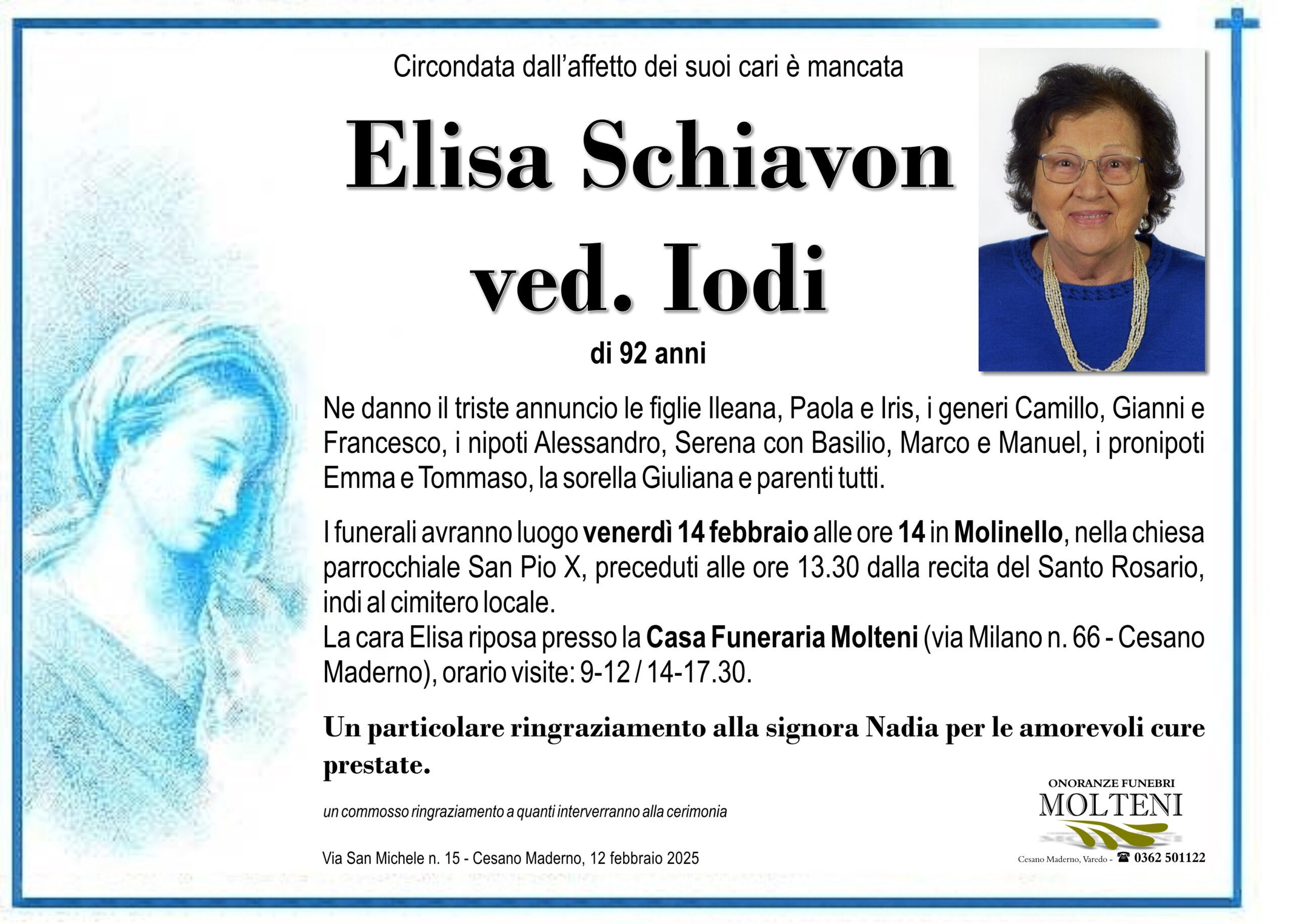 Elisa Schiavon<br>ved. Iodi<p>Classe 1932<p>