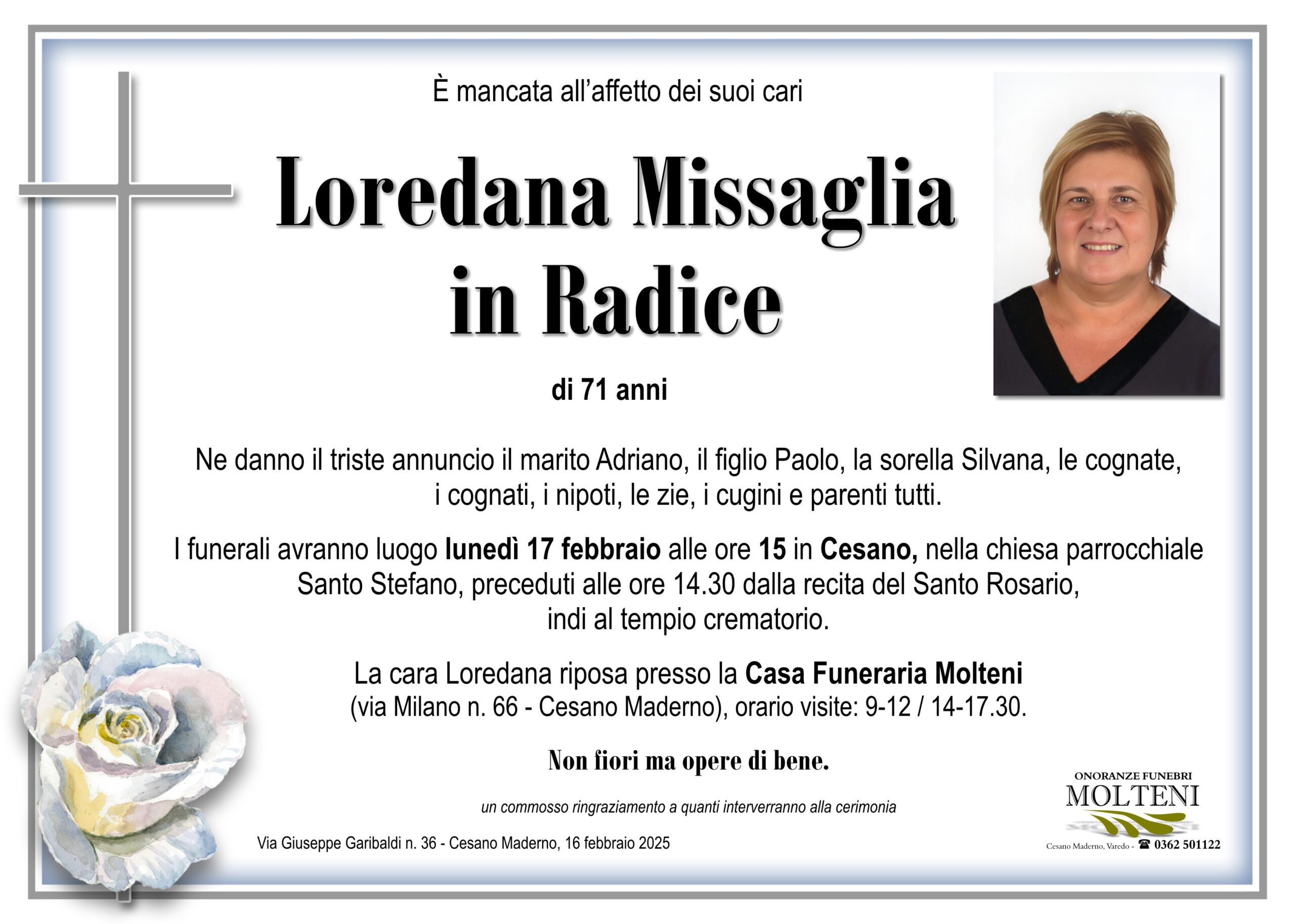 Loredana Missaglia<br>in Radice<p>Classe 1953<p>