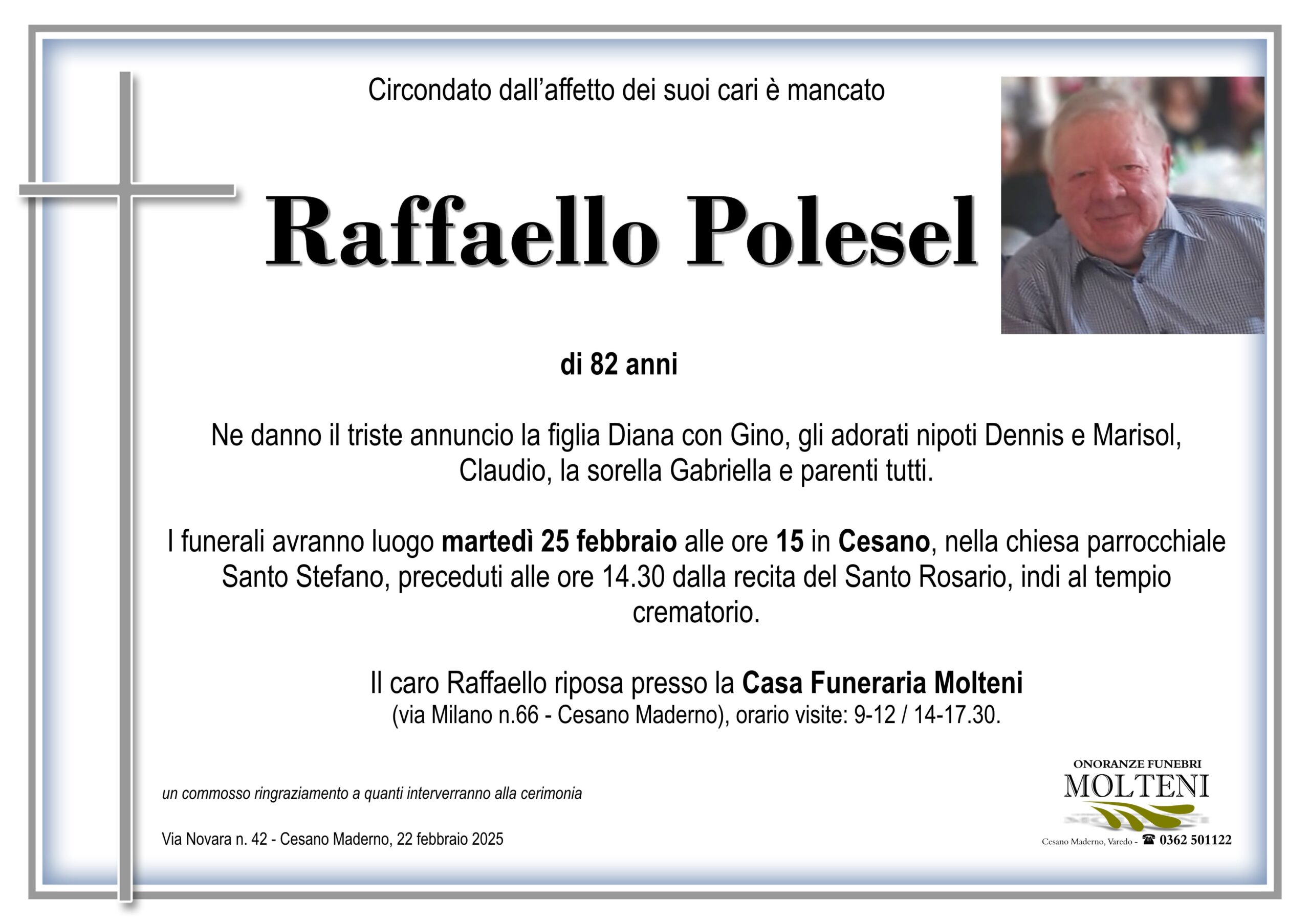 Raffaello Polesel<p>Classe 1943<p>