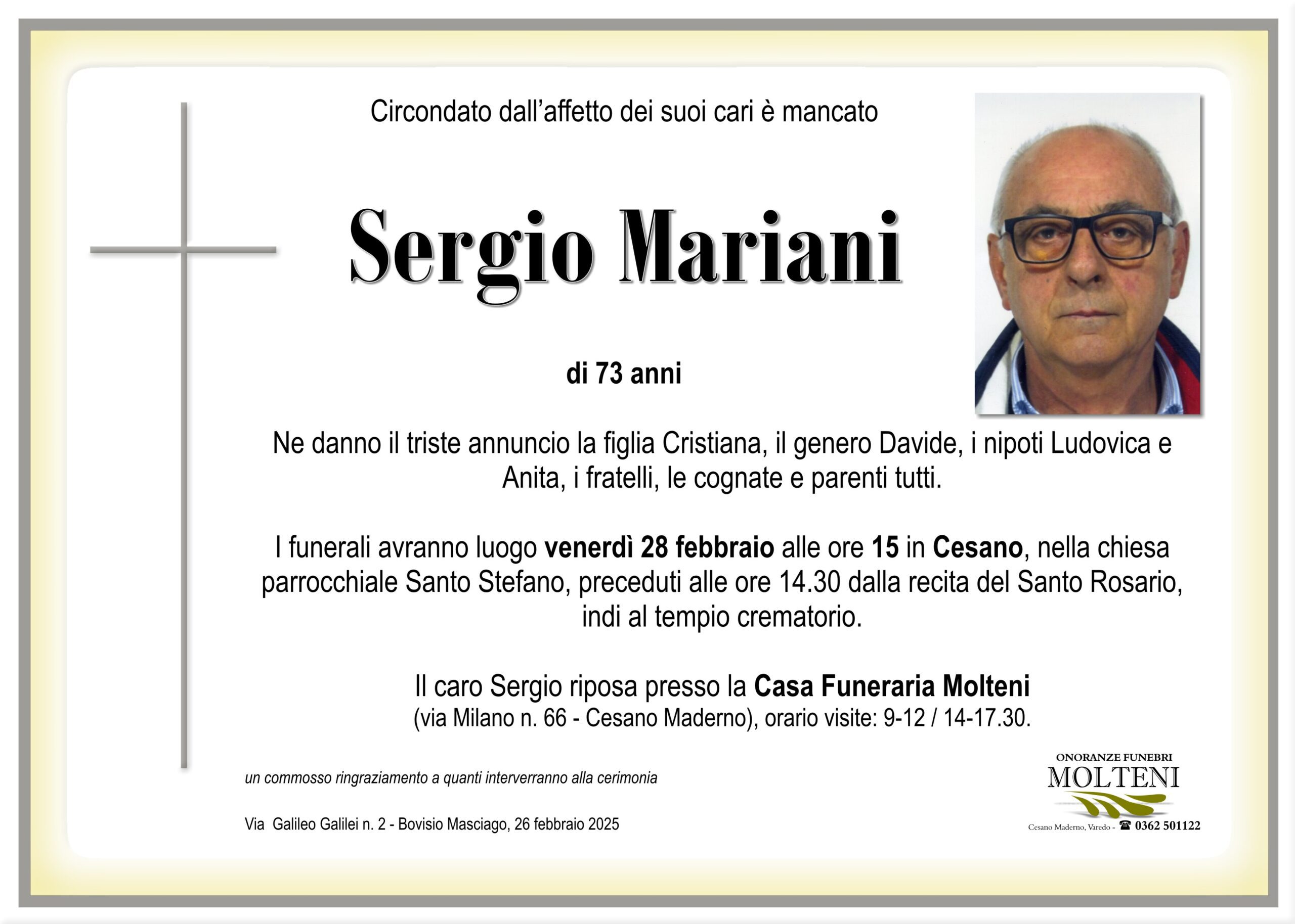 Sergio Mariani<p>Classe 1952<p>