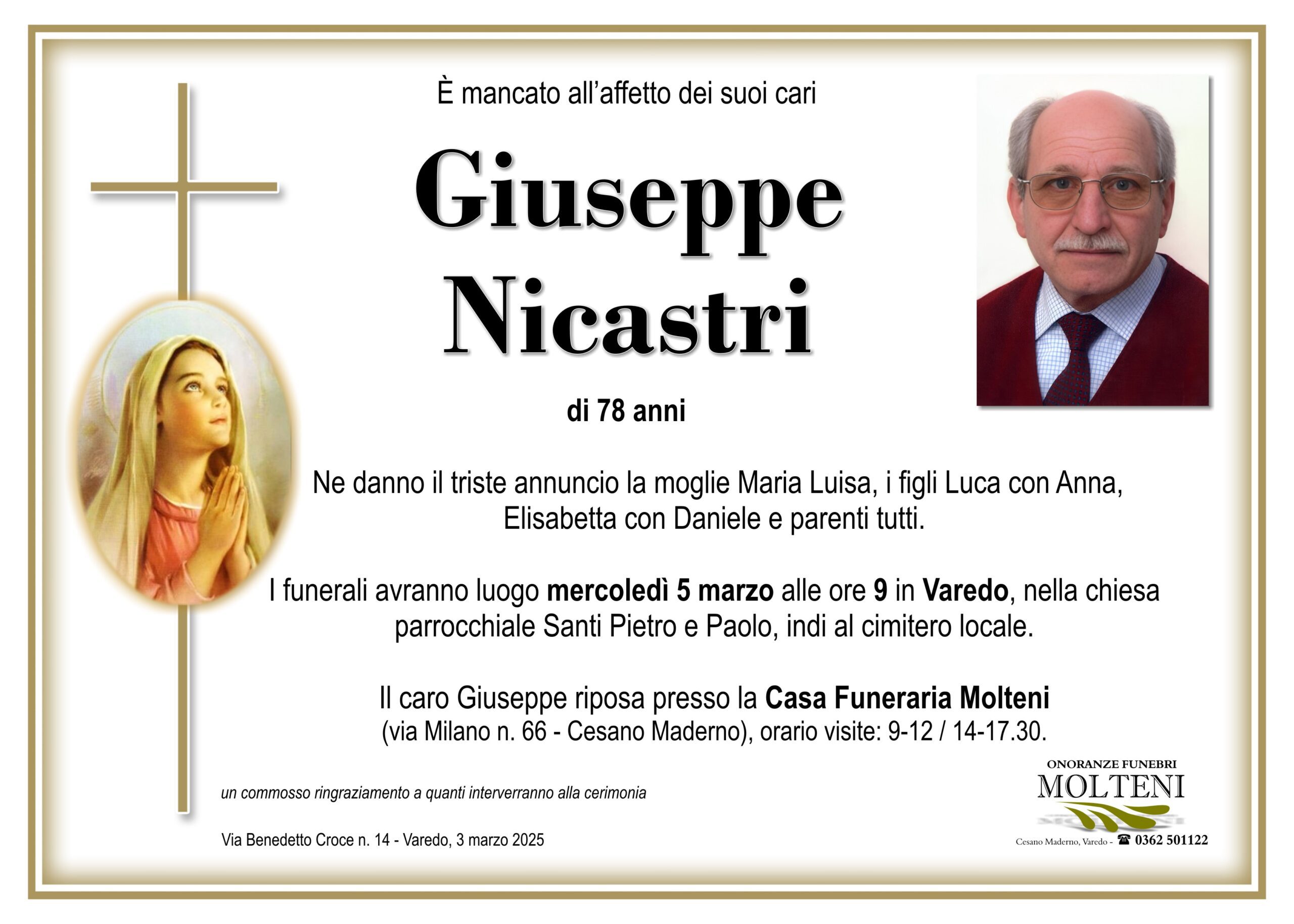 Giuseppe Nicastri<p>Classe 1946<p>