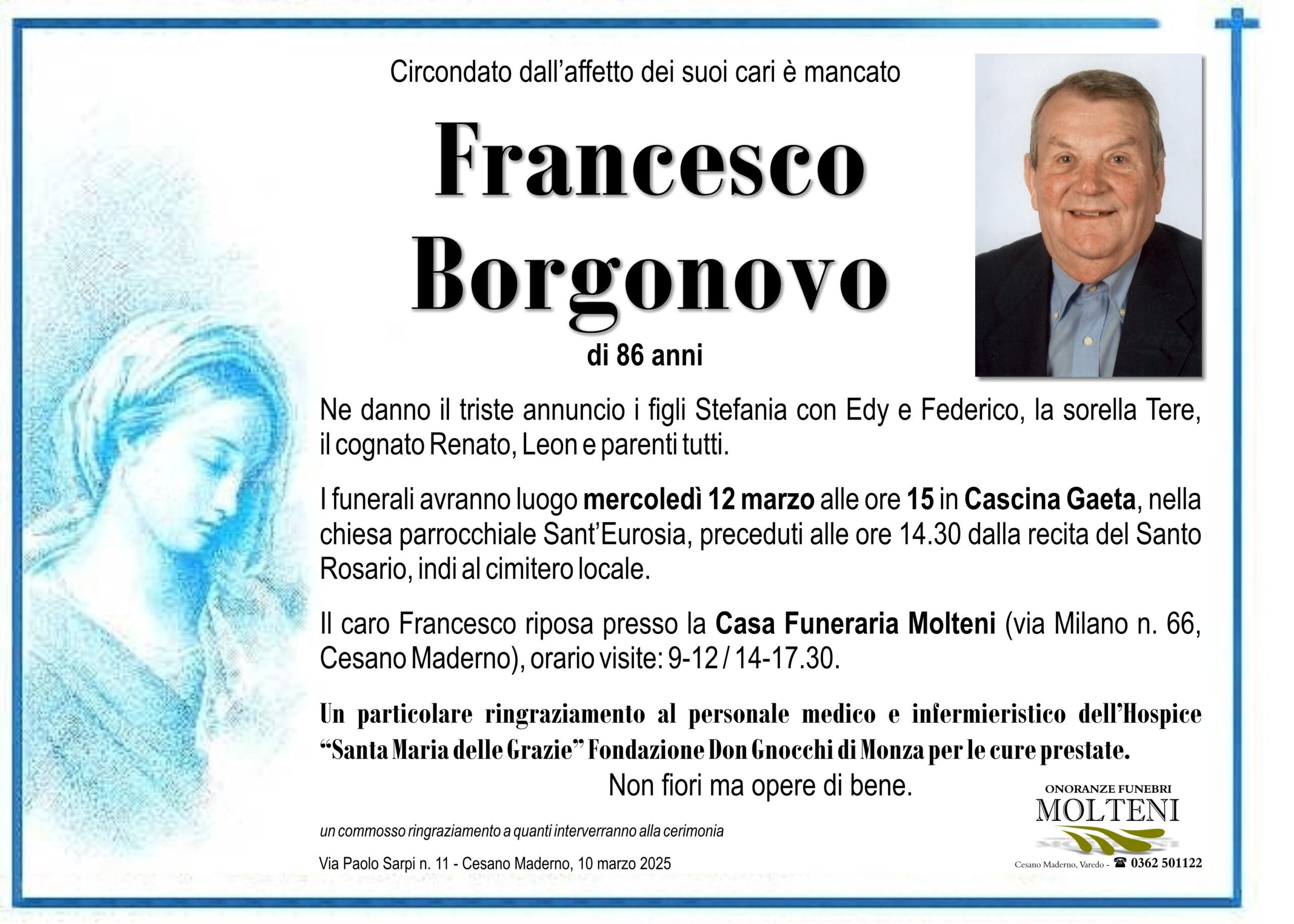 Francesco Borgonovo<p>Classe 1938<p>