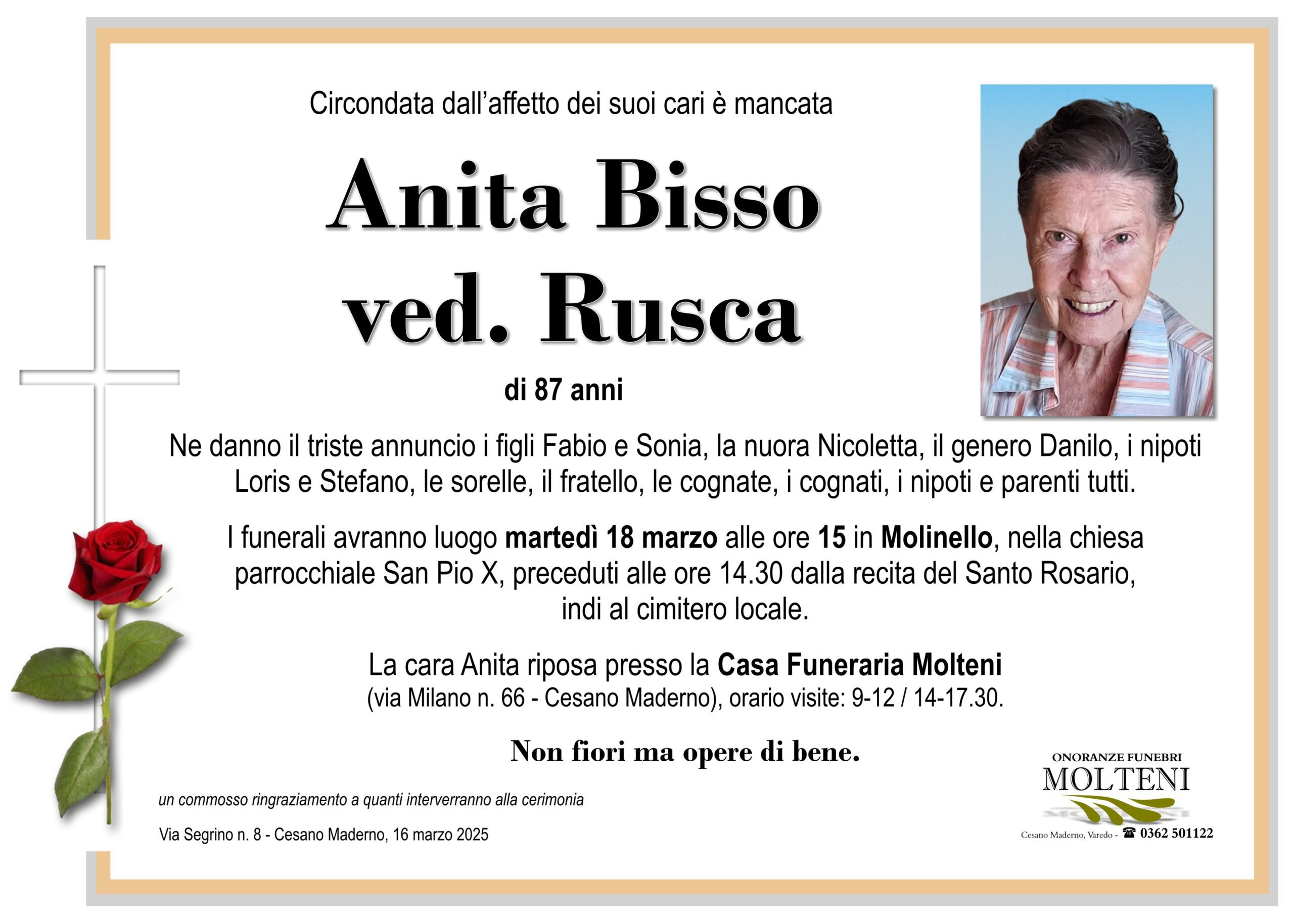 Anita Bisso<br>ved. Rusca<p>Classe 1937<p>