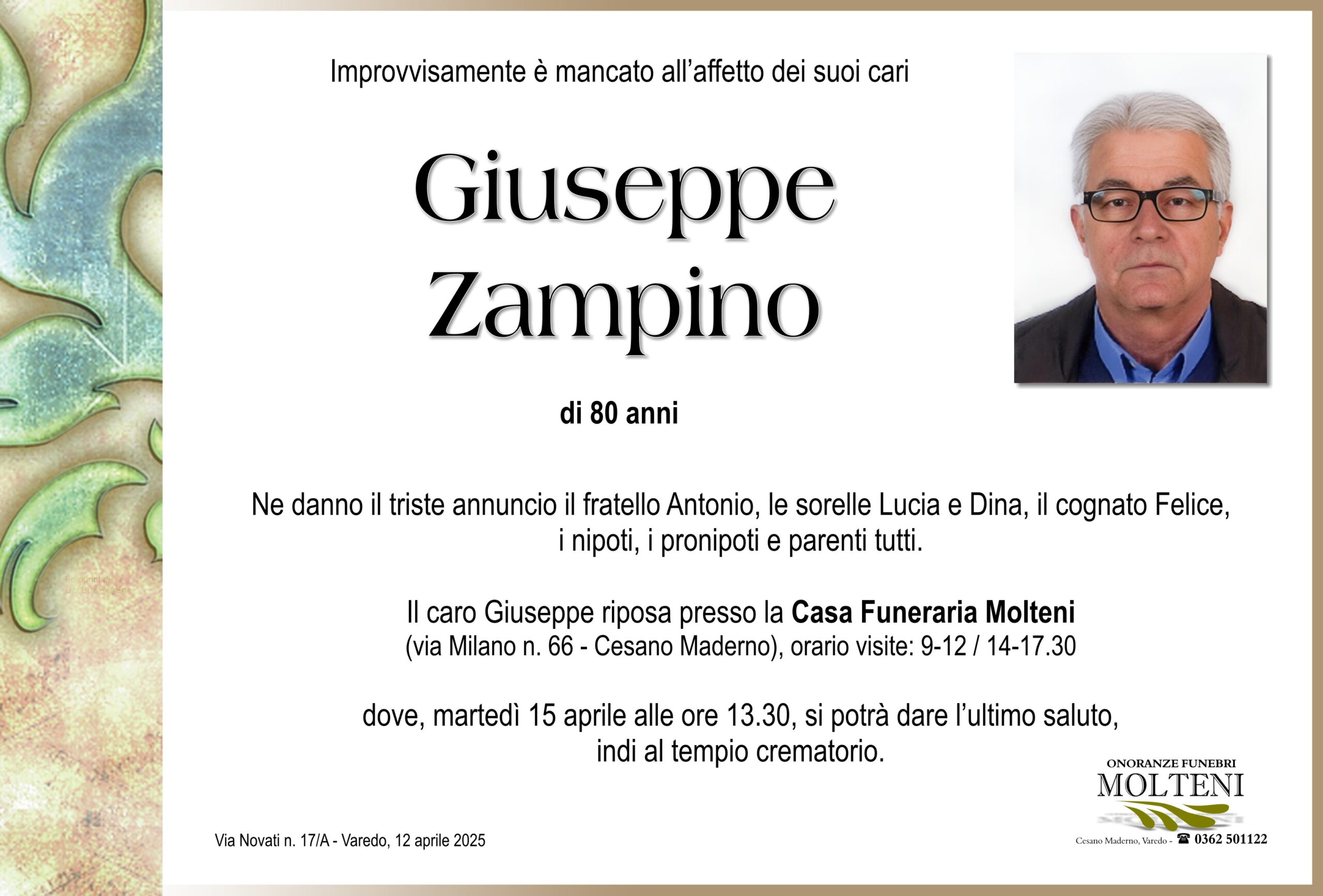 Giuseppe Zampino<p>Classe 1945<p>