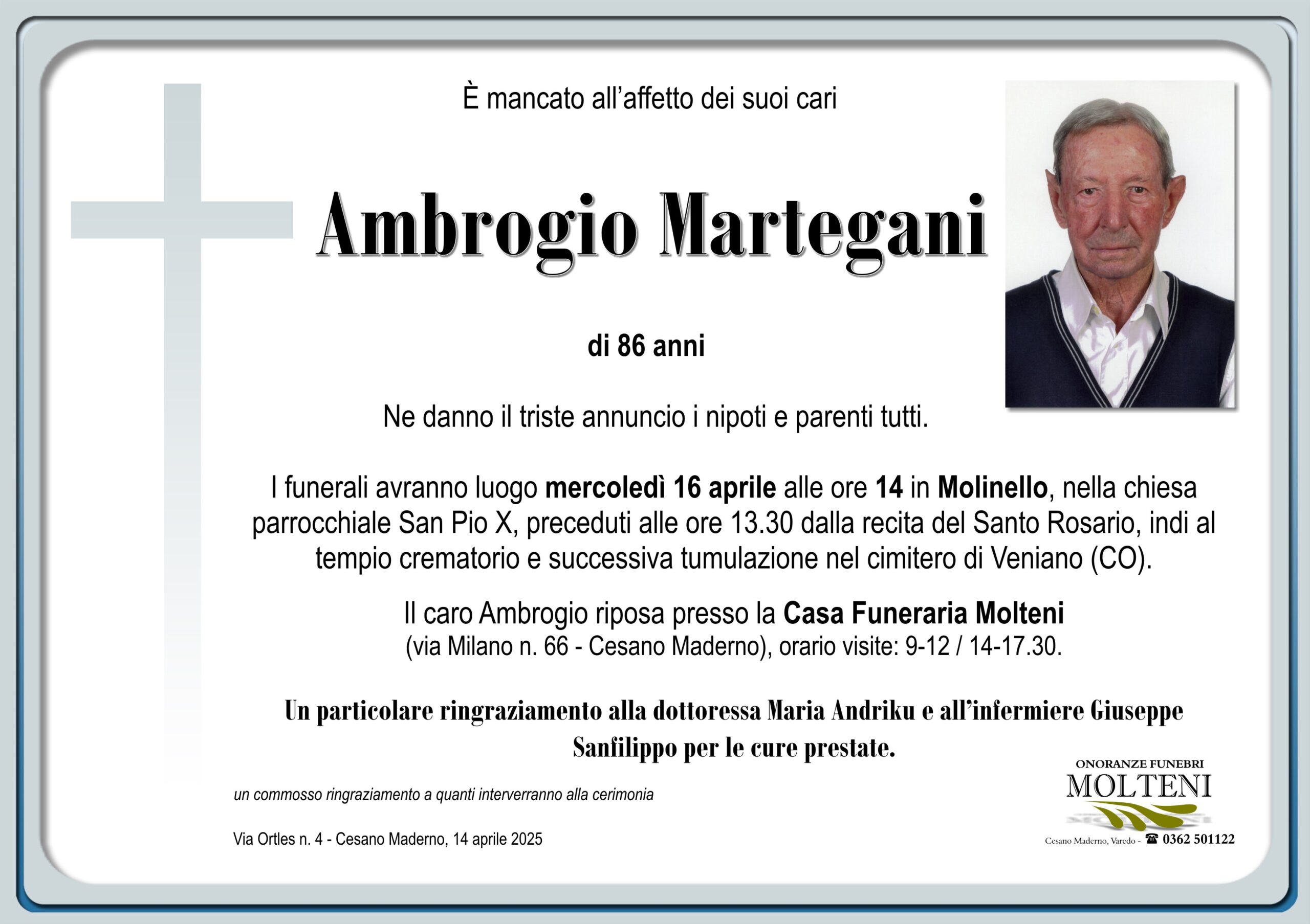 Ambrogio Martegani<p>Classe 1938<p>