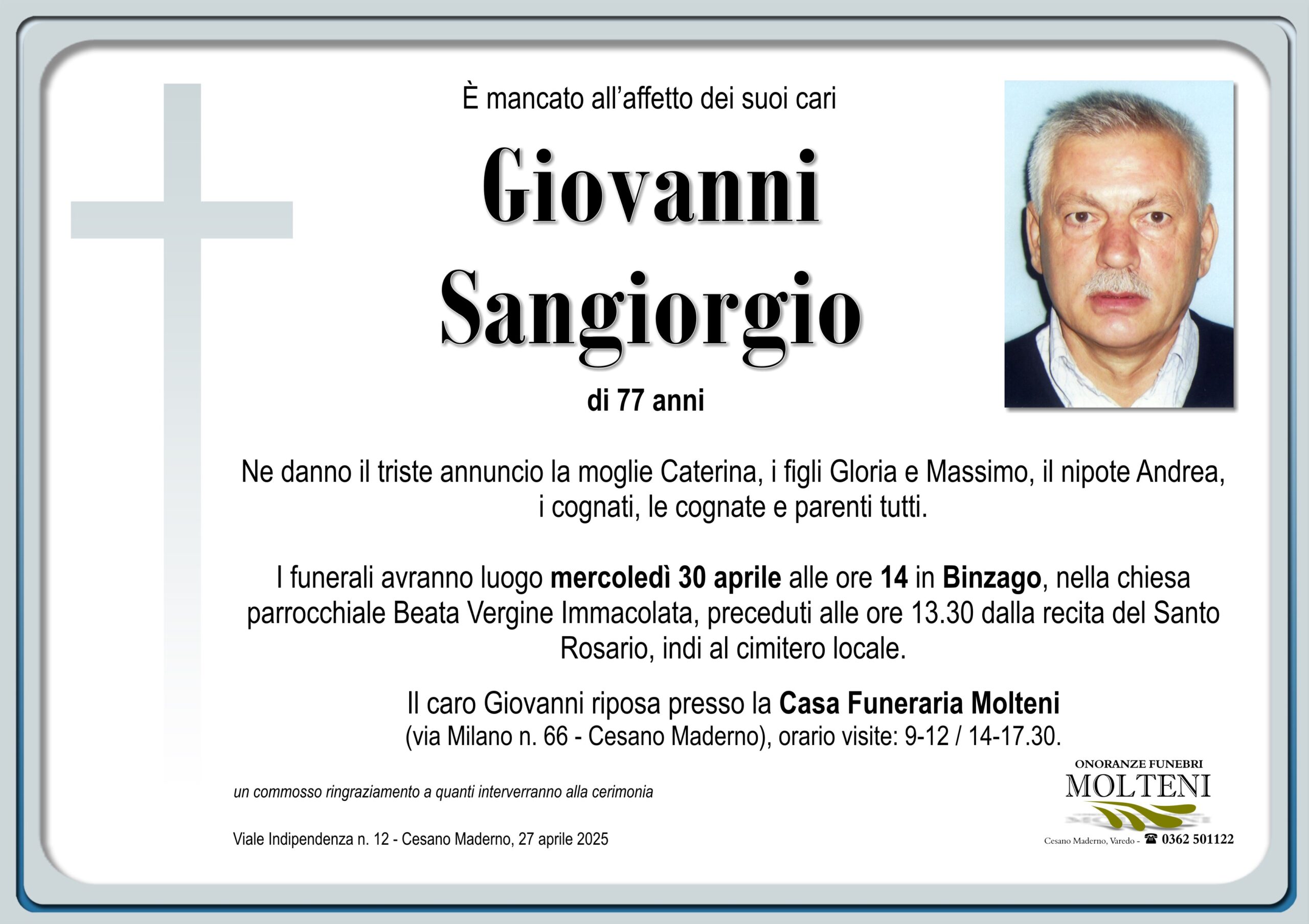 Giovanni Sangiorgio<p>Classe 1948<p>