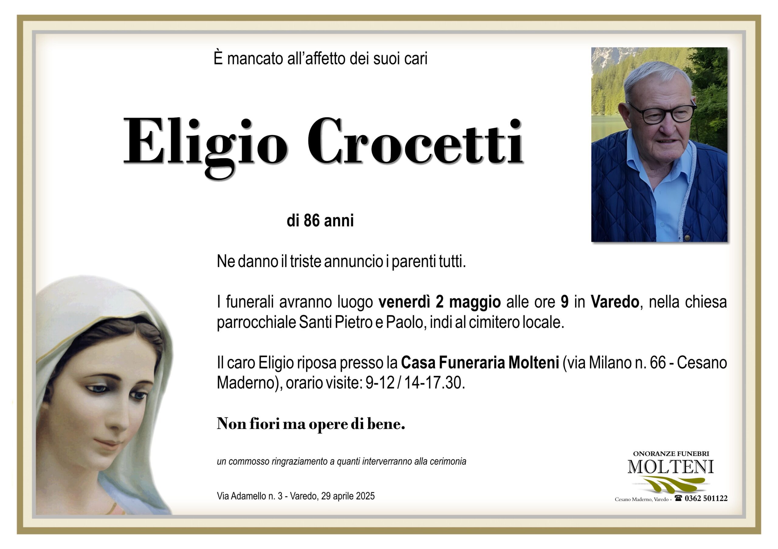 Eligio Crocetti<p>Classe 1939<p>