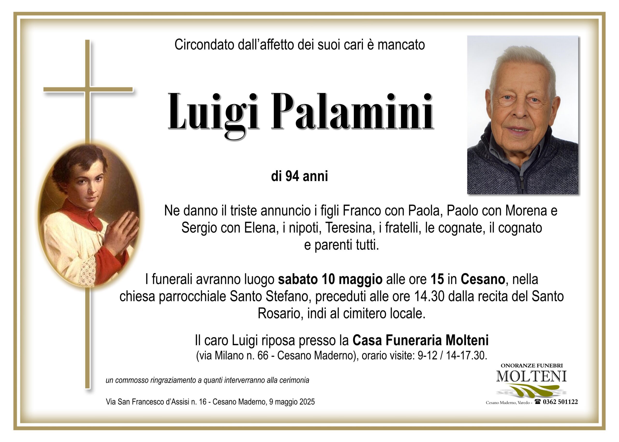 Luigi Palamini<p>Classe 1931<p>