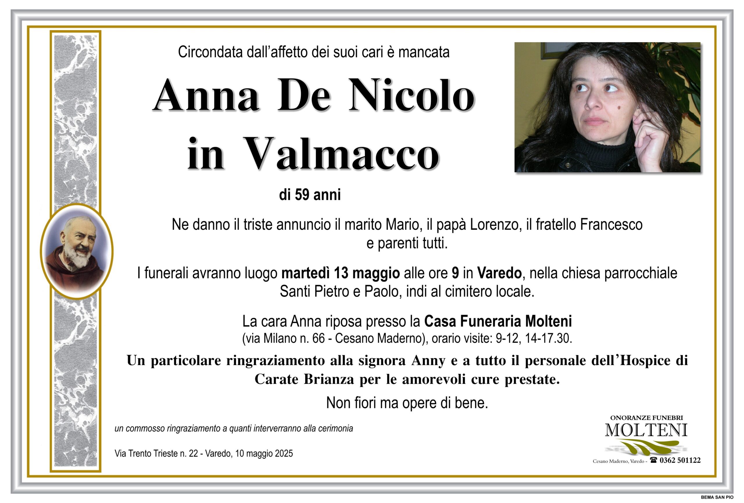 Anna De Nicolo<br>in Valmacco<p>Classe 1966<p>