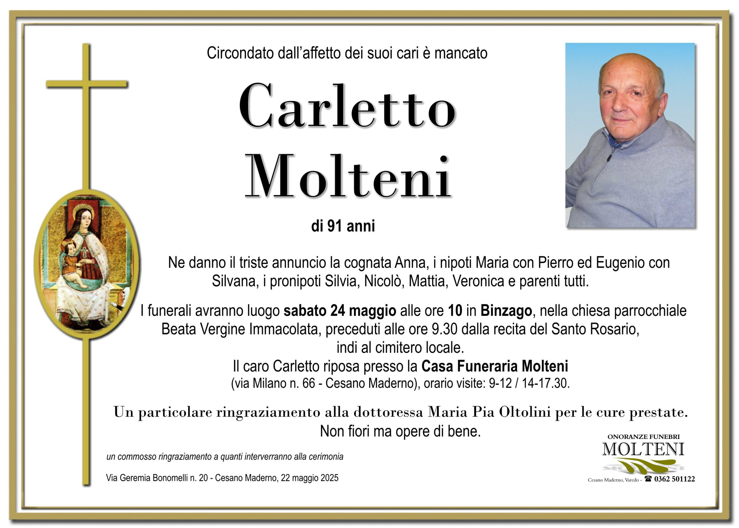 Carletto Molteni<p>Classe 1934<p>
