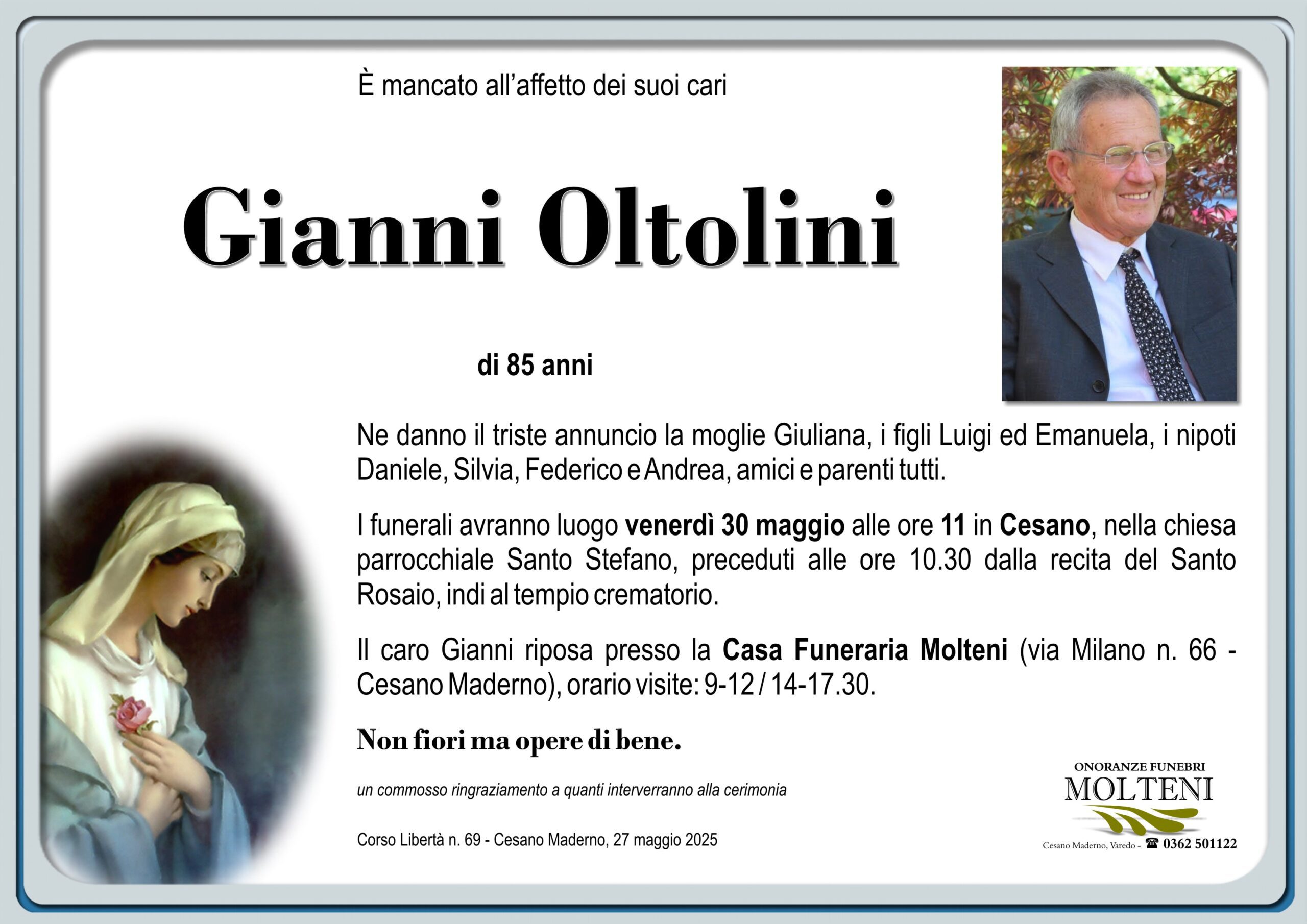 Gianni Oltolini<p>Classe 1939<p>