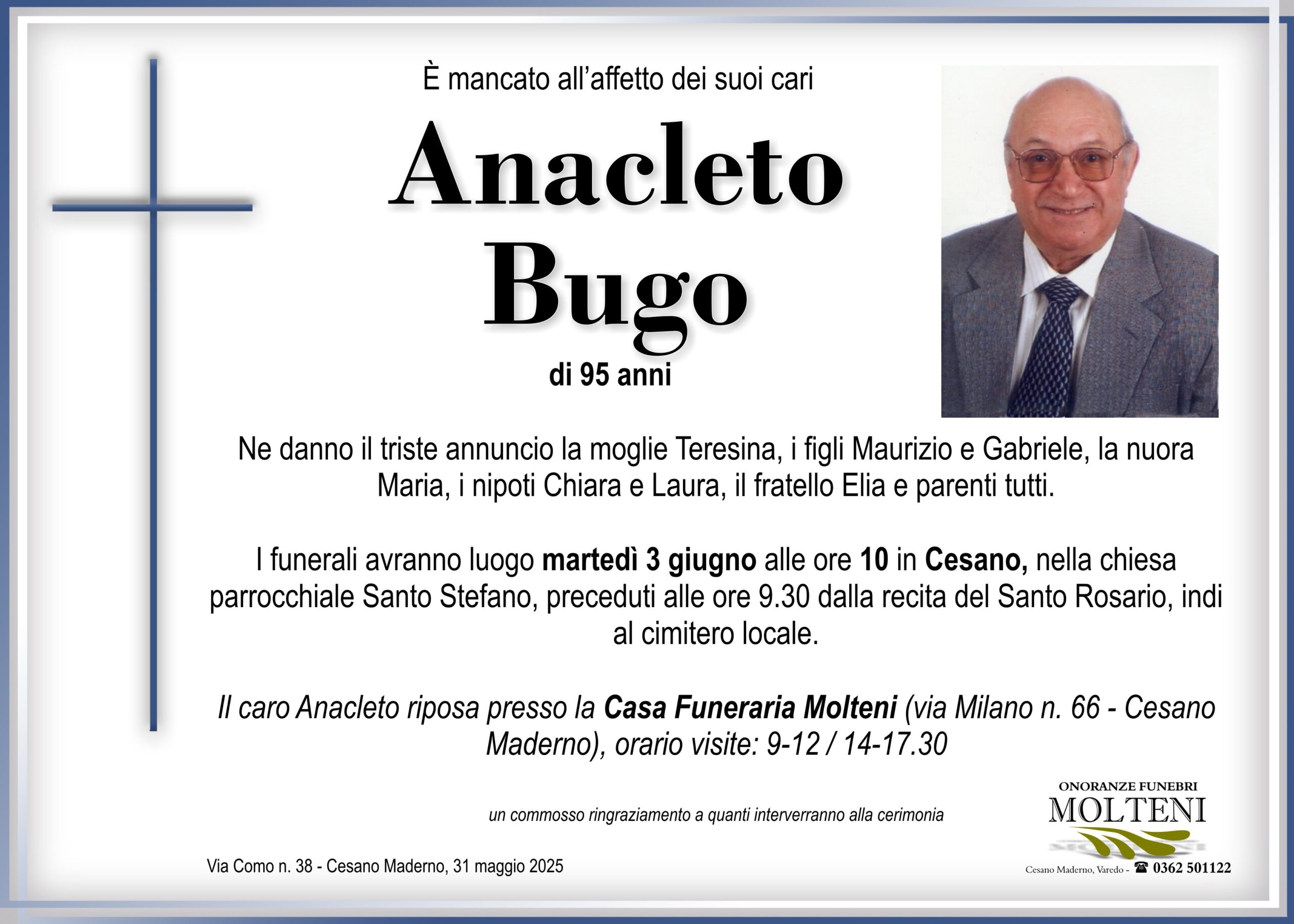 Anacleto Bugo<p>Classe 1930