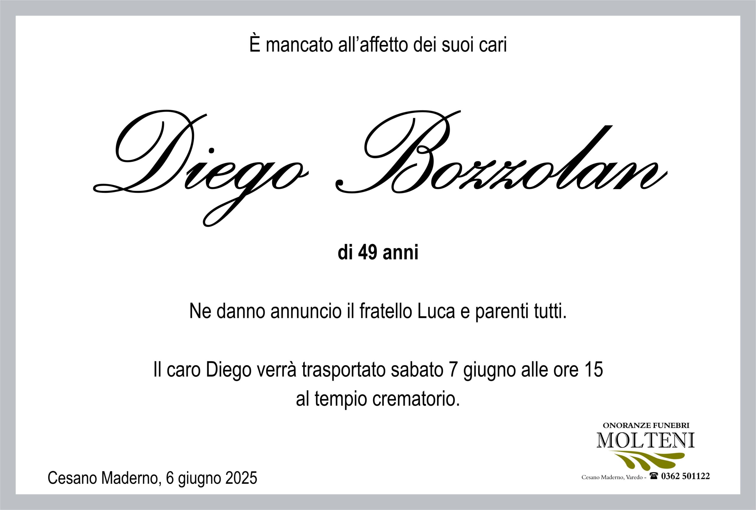 Diego Bozzolan<p>Classe 1975<p>