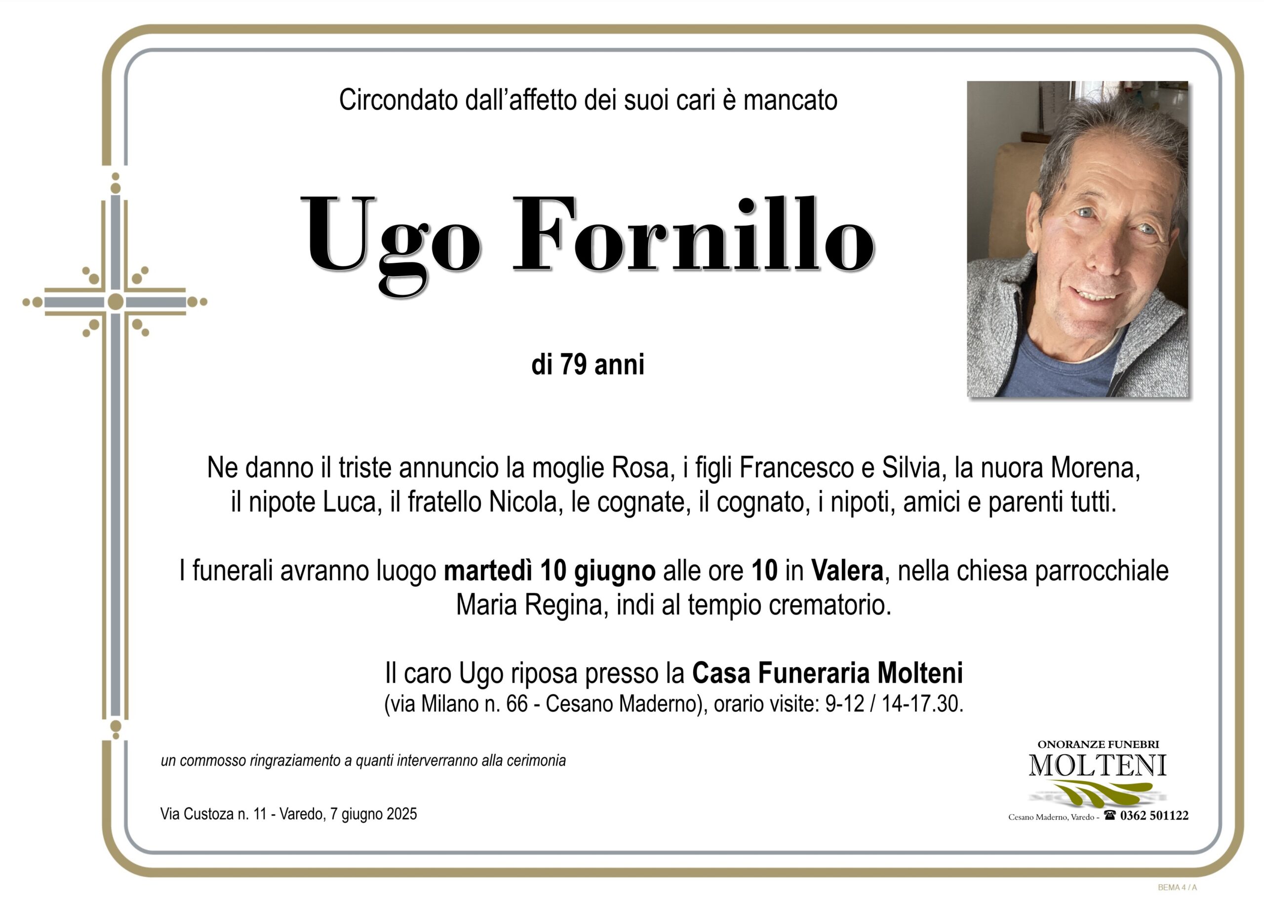 Ugo Fornillo<p>Classe 1946<p>