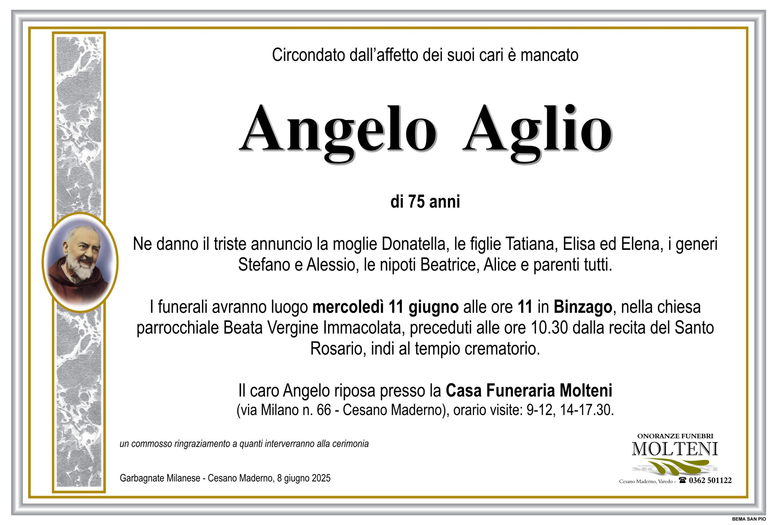 Angelo Aglio<p>Classe 1950<p>