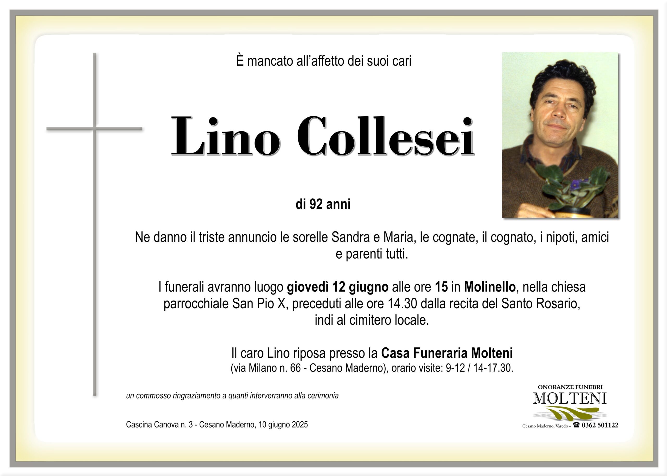 Lino Collesei<p>Classe 1933<p>