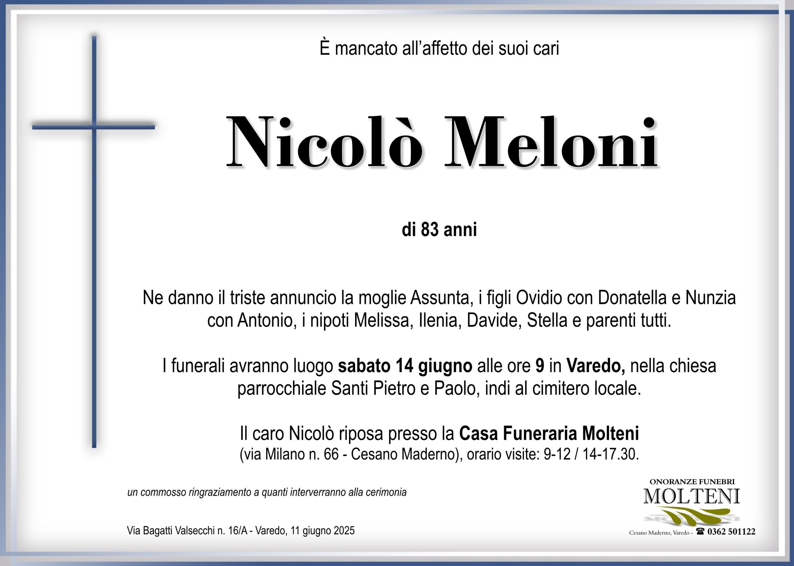 Nicolò Meloni<p>Classe 1941<p>