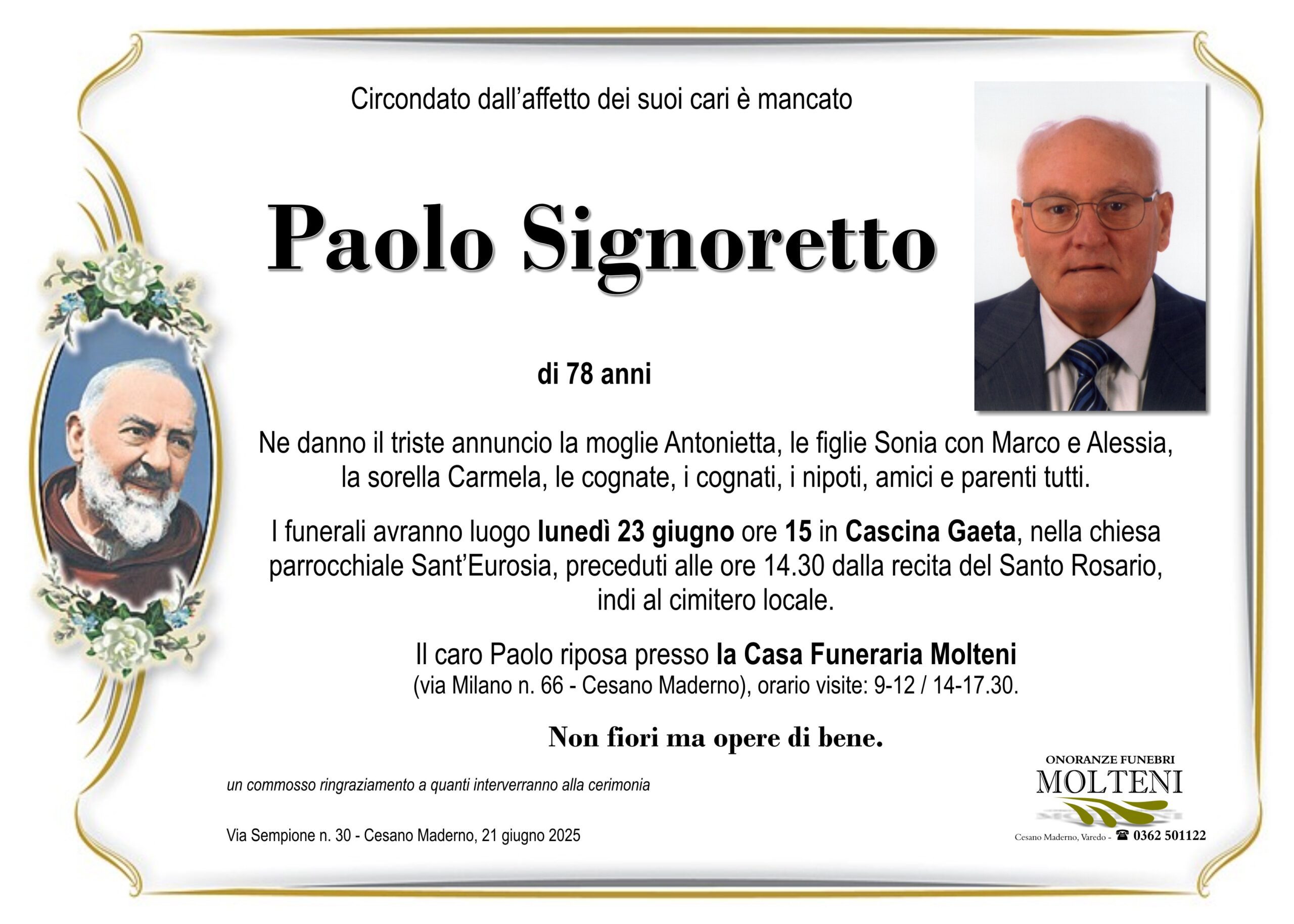 Paolo Signoretto<p>Classe 1946<p>