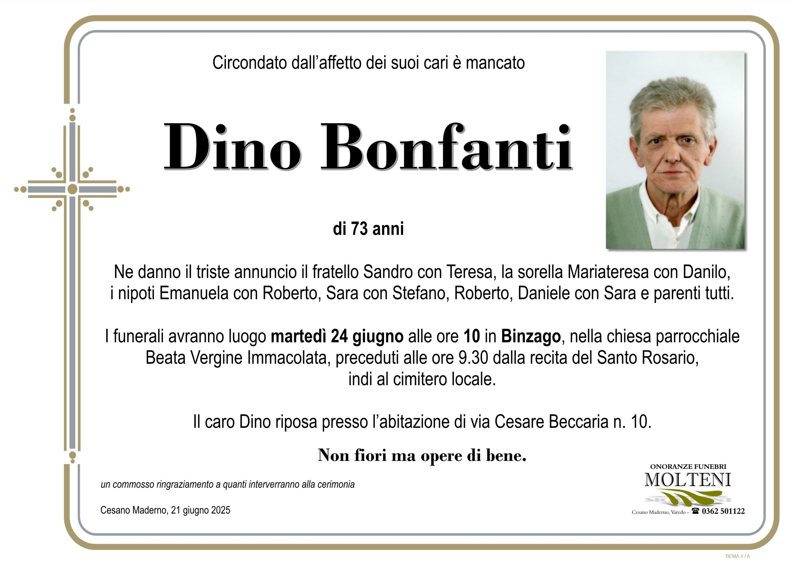 Dino Bonfanti<p>Classe 1952<p>