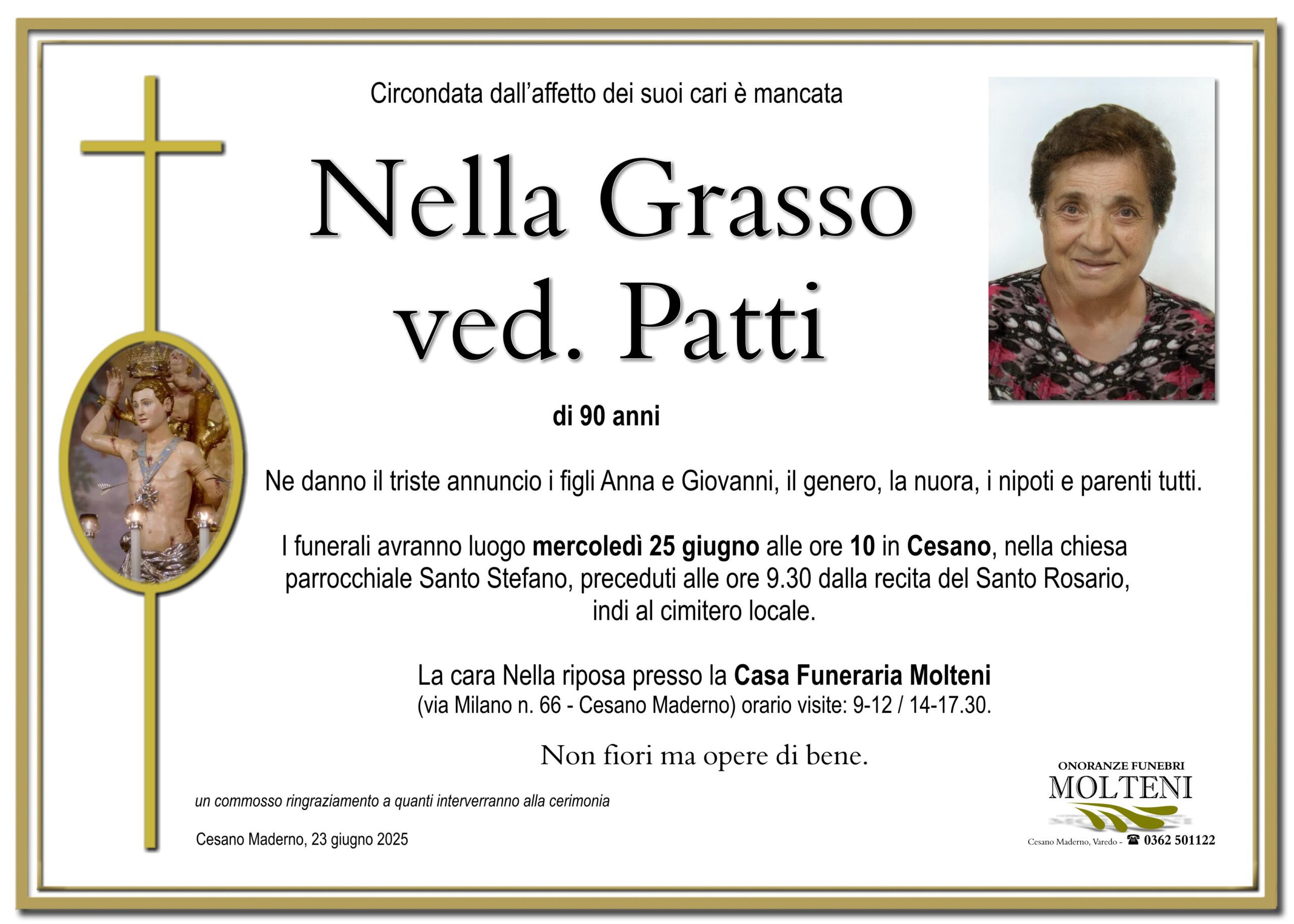 Nella Grasso<br>ved. Patti<p>Classe 1935<p>