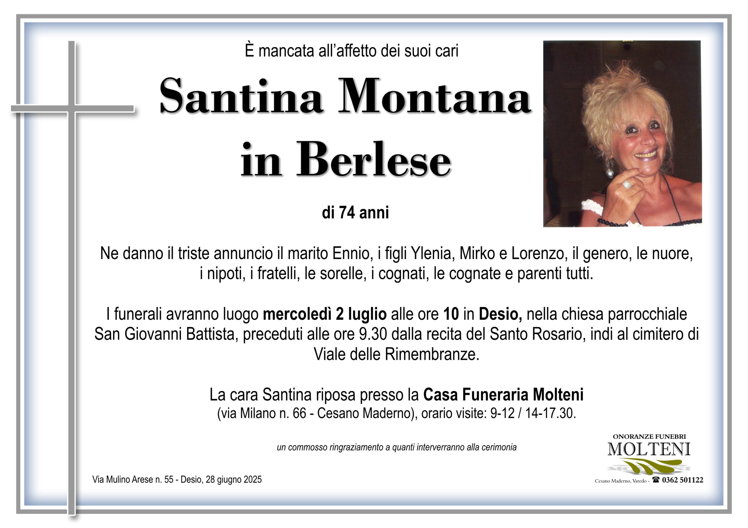 Santina Montana<br>in Berlese<p>Classe 1950<p>