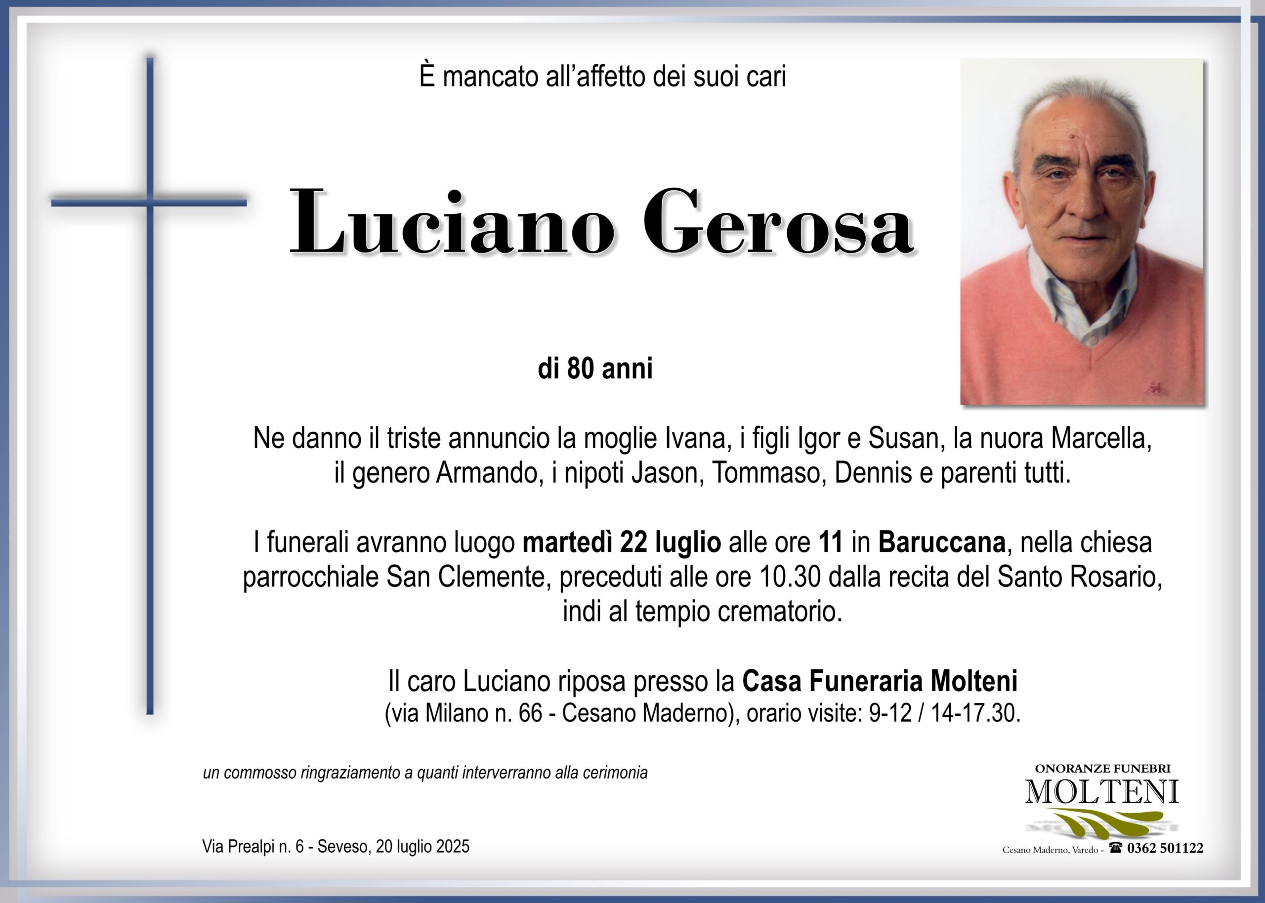 Luciano Gerosa<p>Classe 1944<p>