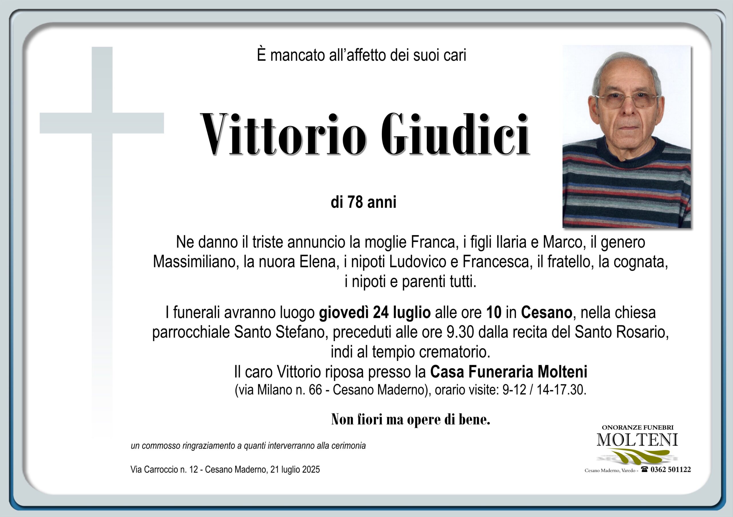 Vittorio Giudici<p>Classe 1947<p>