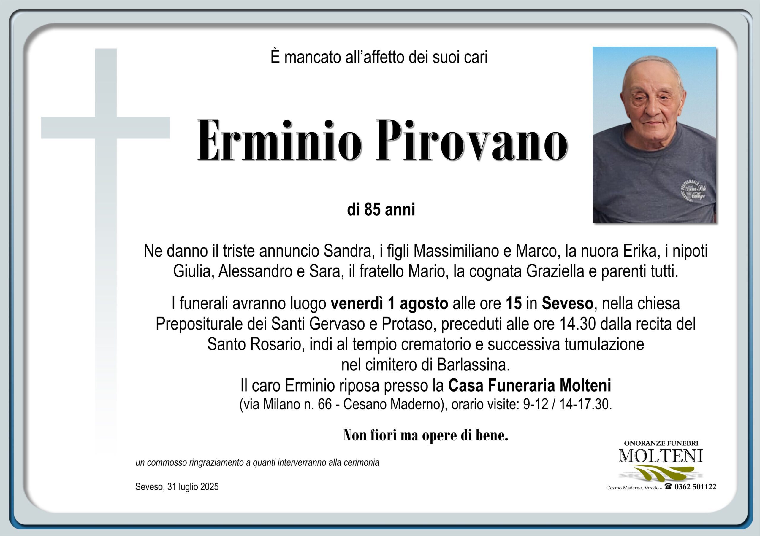 Erminio Pirovano<p>Classe 1940<p>