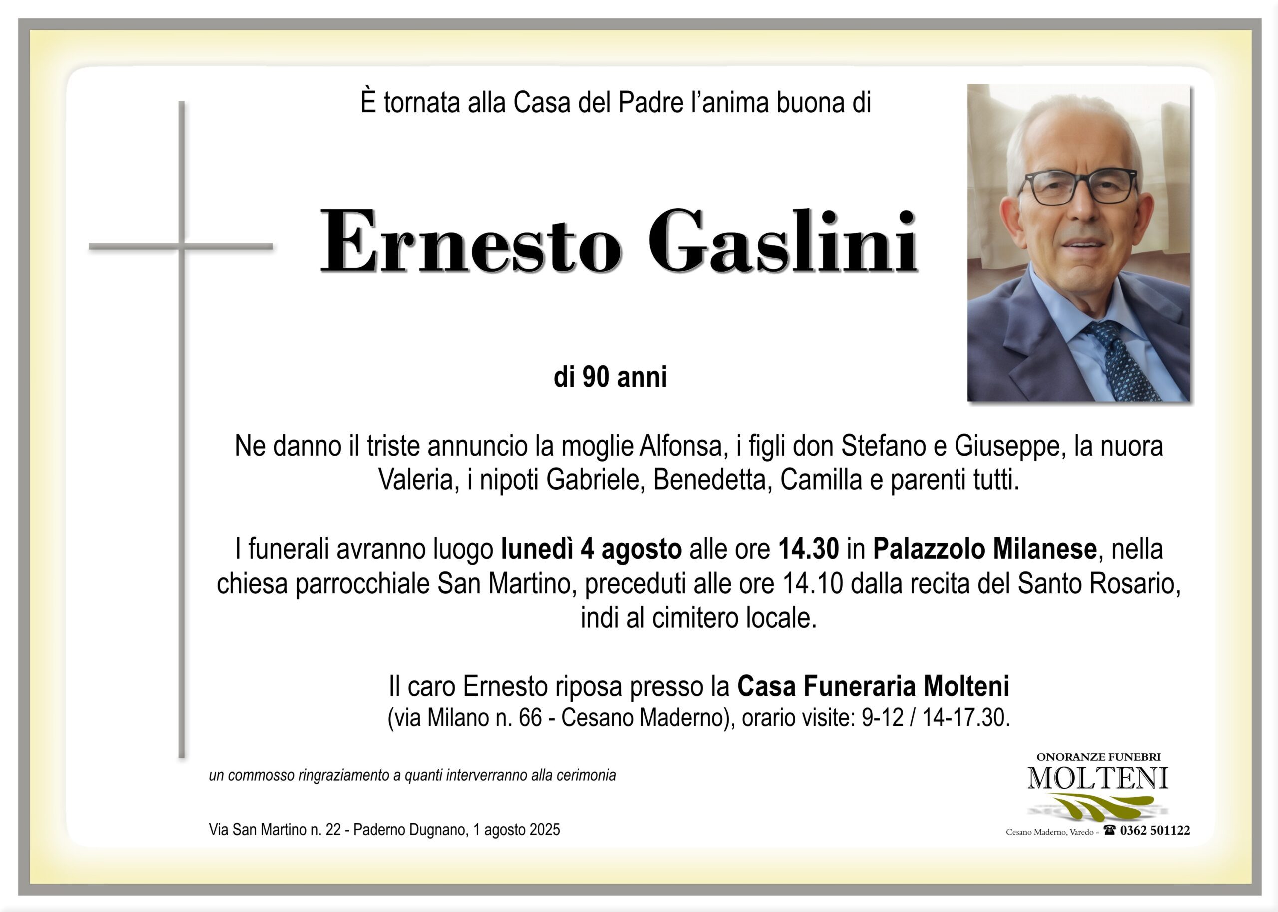 Ernesto Gaslini<p>Classe 1935<p>