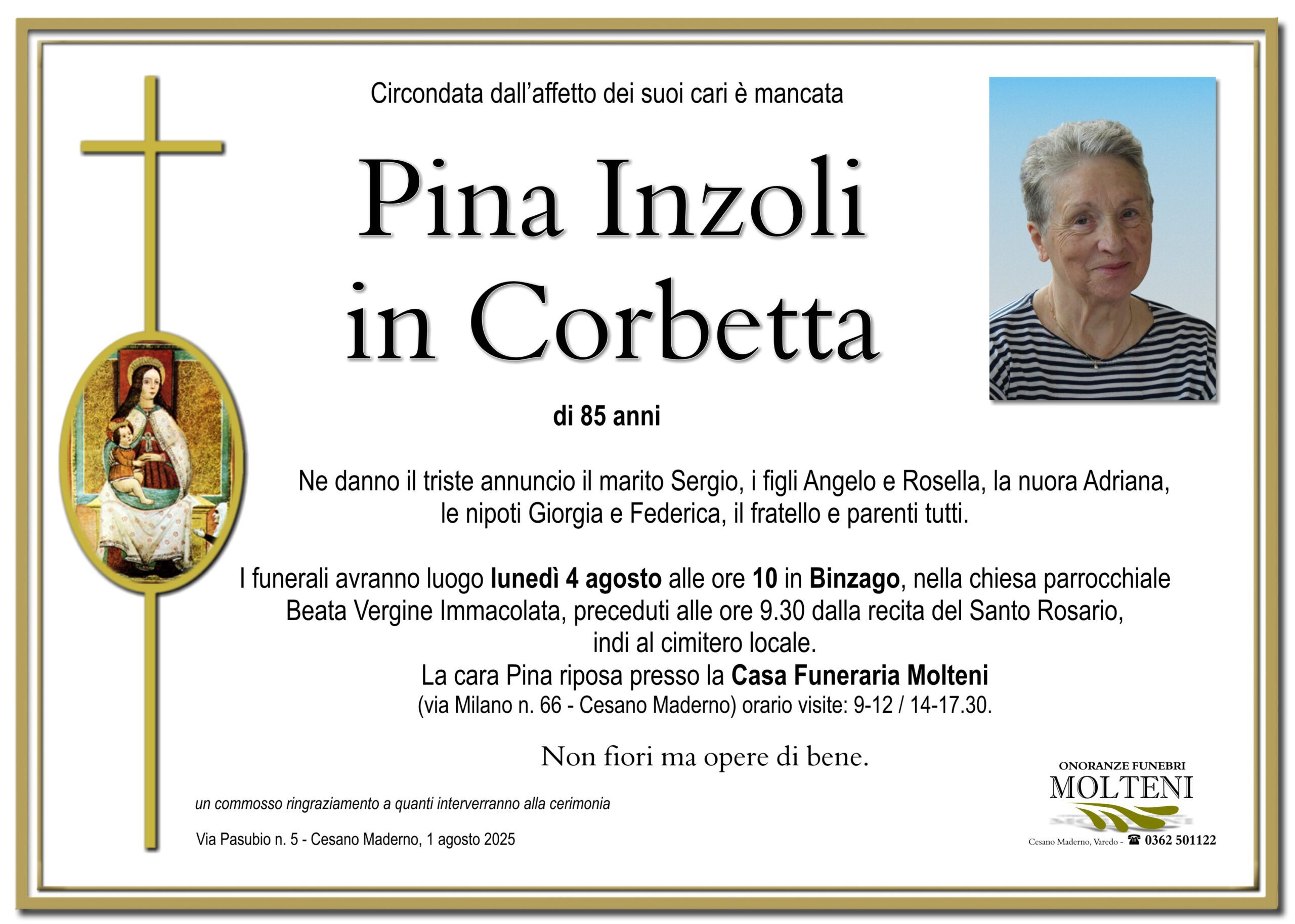 Pina Inzoli<br>in Corbetta<p>Classe 1940<p>