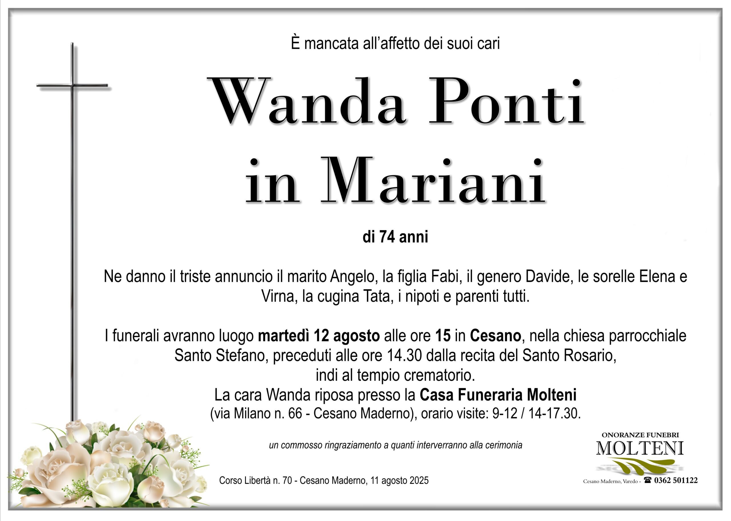 Wanda Ponti<br>in Mariani<p>Classe 1951<p>